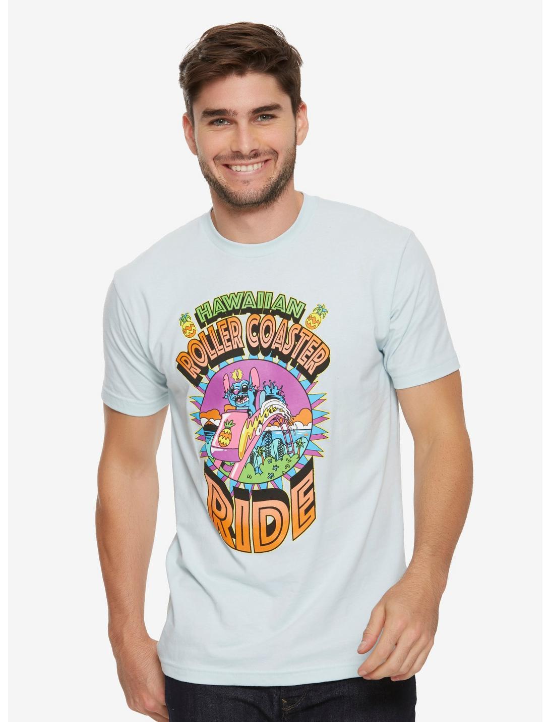 Disney Lilo & Stitch Hawaiian Coaster T-Shirt - BoxLunch Exclusive, BLUE, hi-res