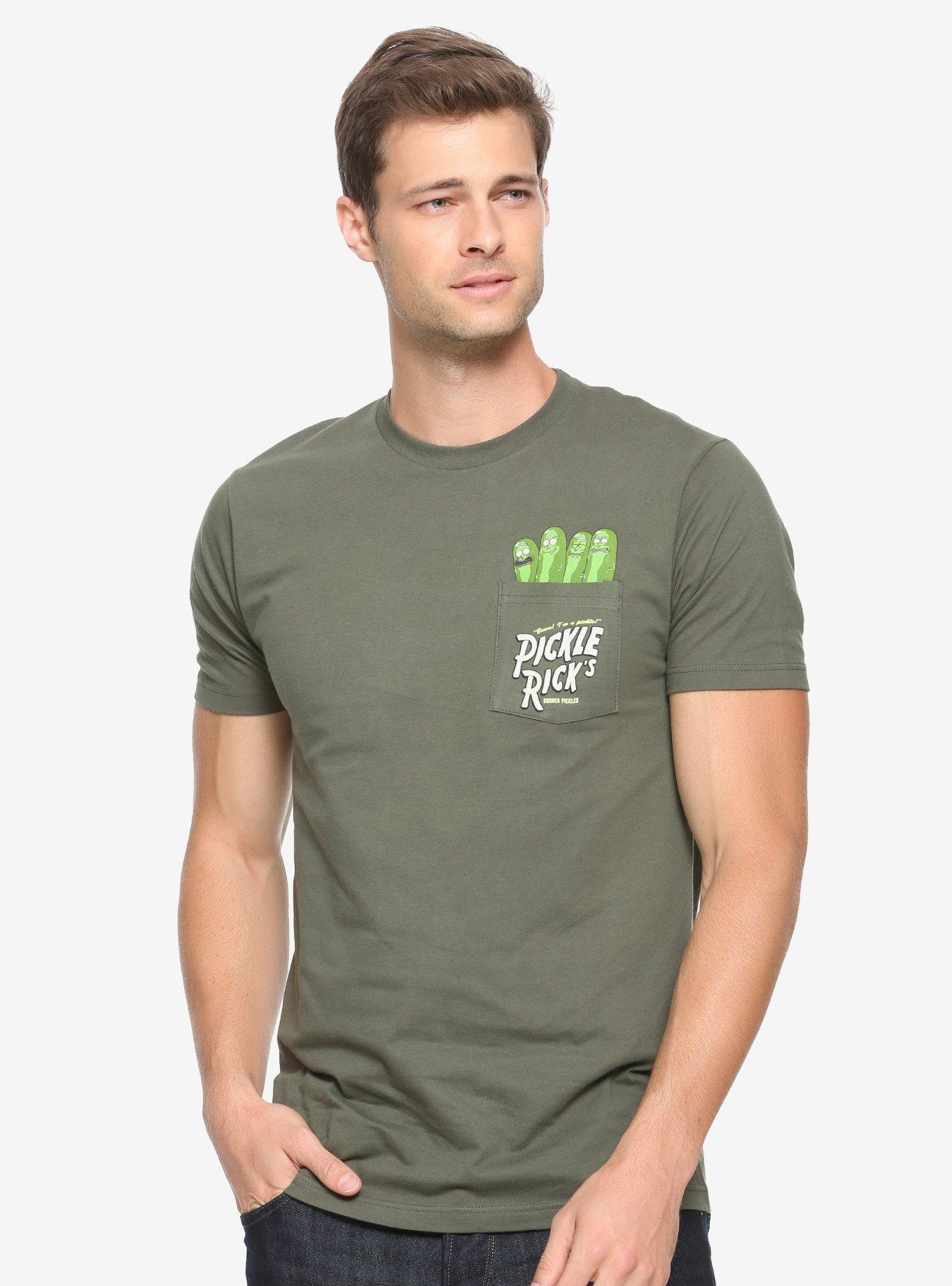 Rick And Morty Pickle Rick Pocket T-Shirt - BoxLunch Exclusive, GREEN, hi-res