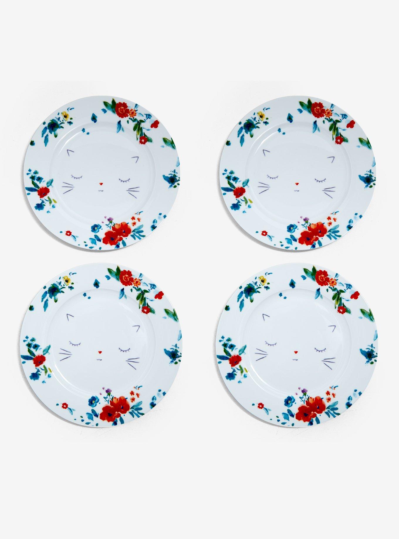 Floral Cat Dinner Plate Set, , hi-res