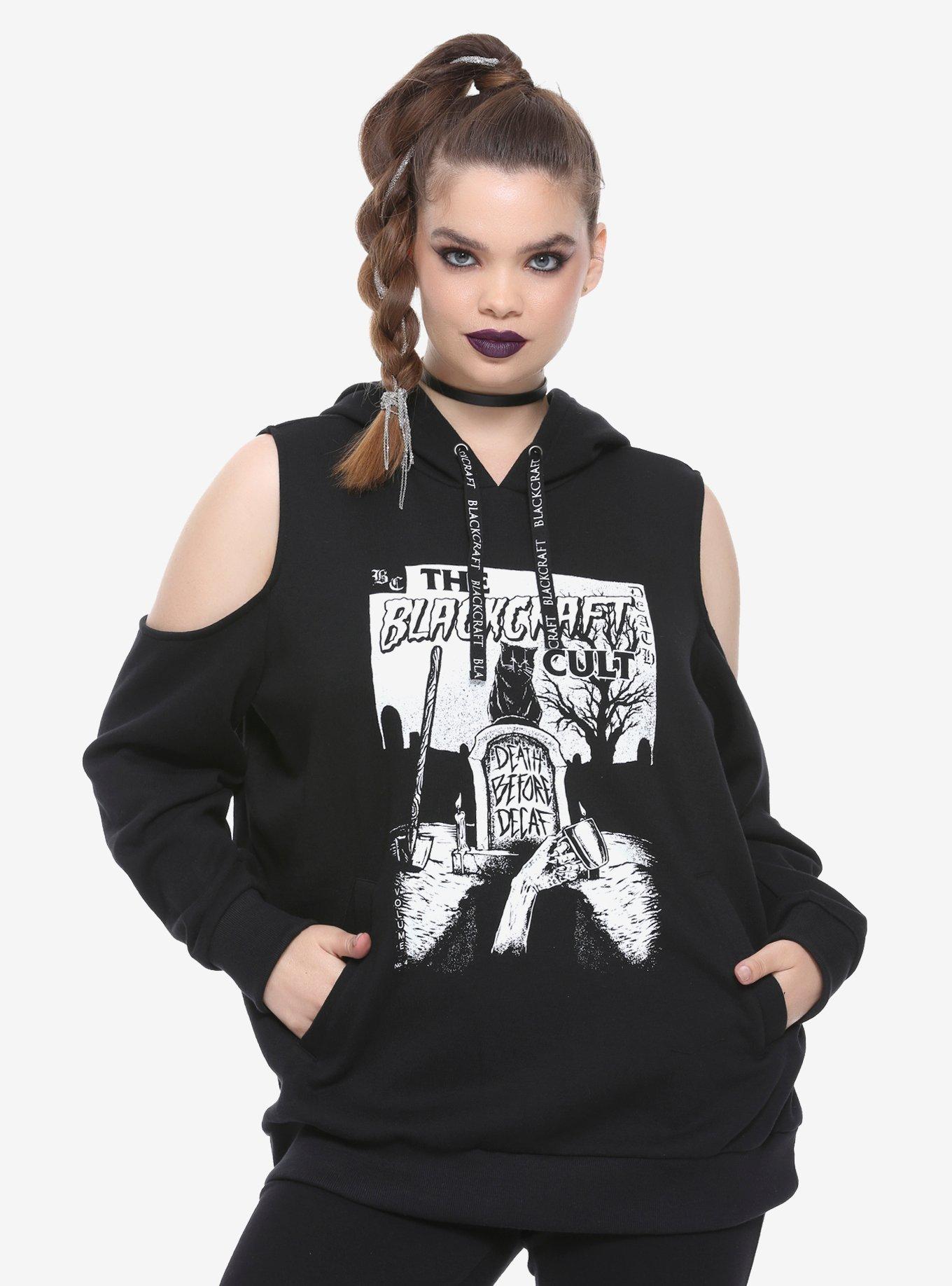 BlackCraft Cold Shoulder Girls Hoodie Plus Size Hot Topic Exclusive, BLACK, hi-res