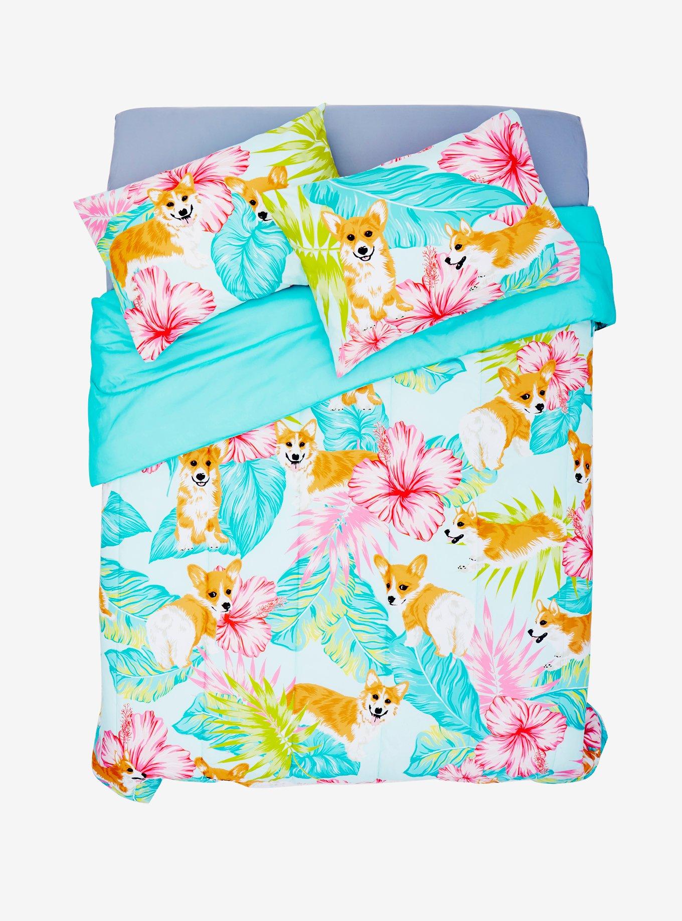 Corgi Tropical Full/Queen Comforter, , hi-res