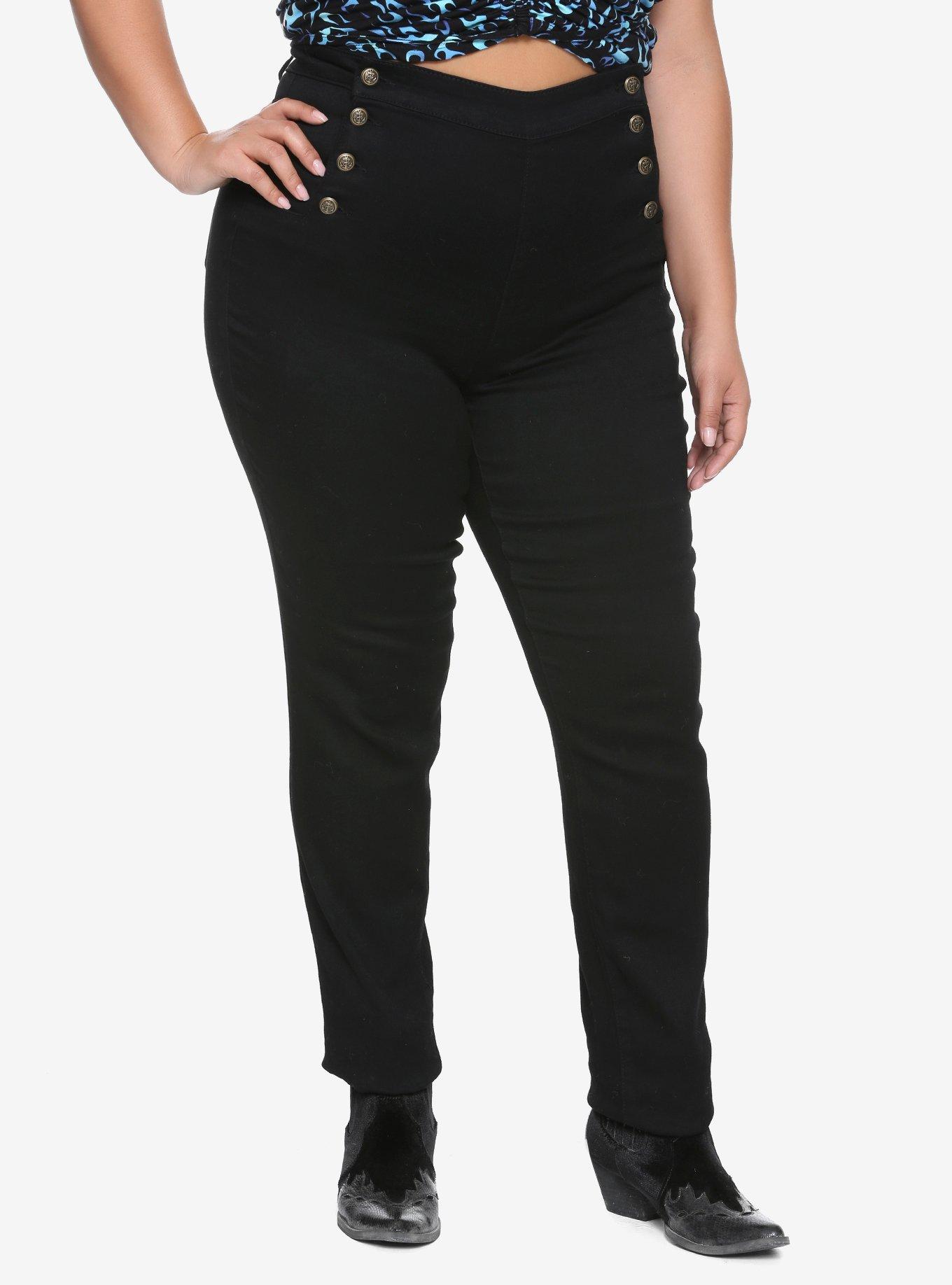 Cello Black Sailor High-Waisted Skinny Jeans Plus Size, BLUE, hi-res