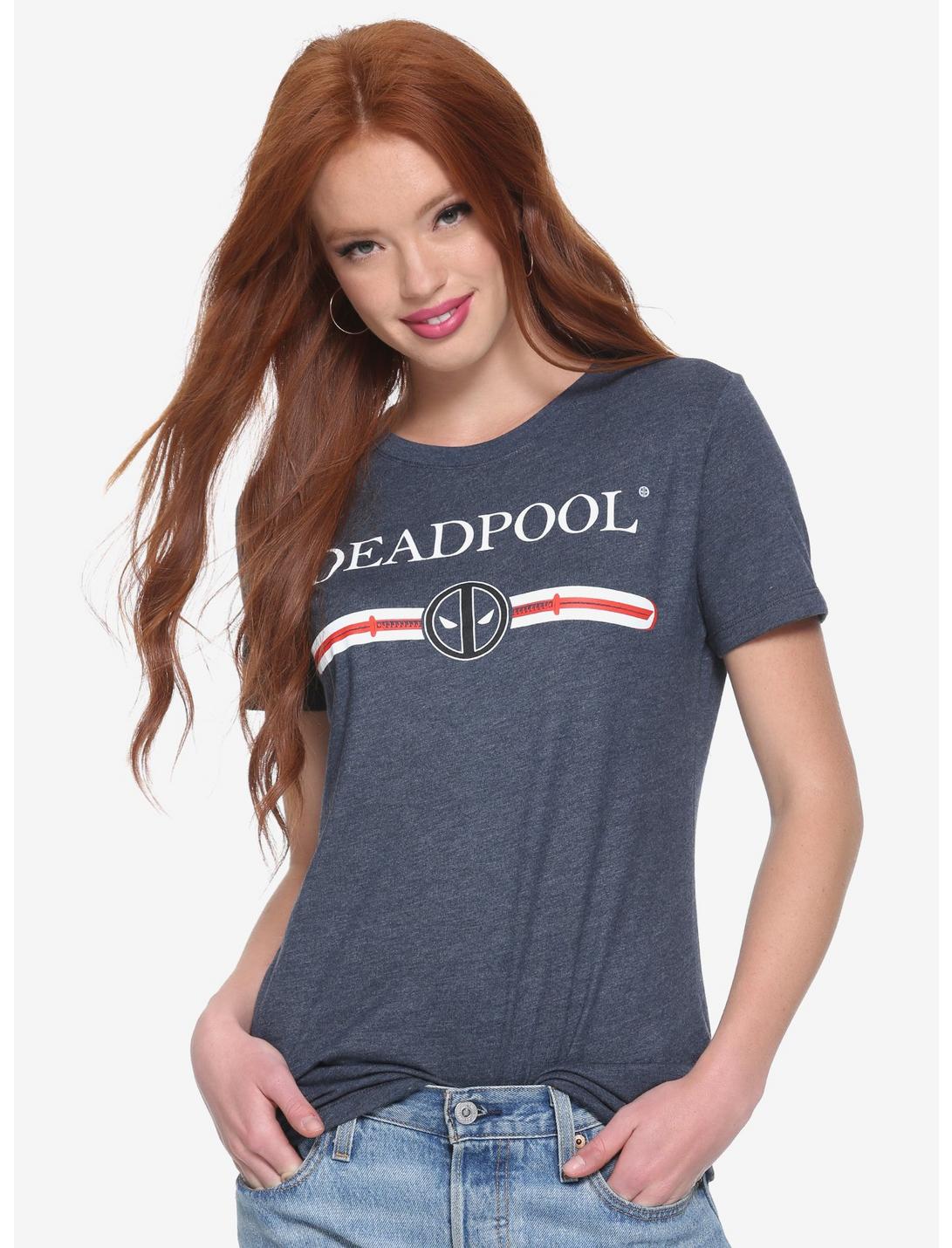Marvel Deadpool Swords Icon Womens Tee - BoxLunch Exclusive, BLUE, hi-res