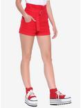 Red Belted Shorts, RED, hi-res
