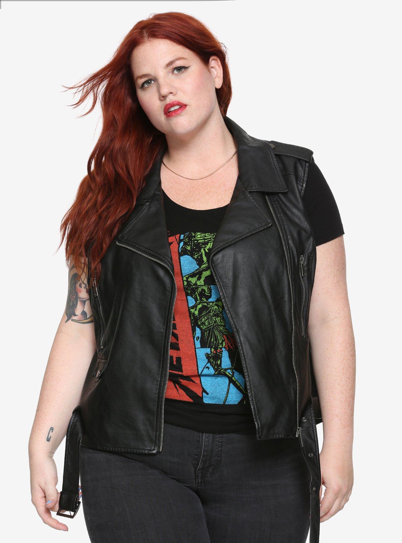 Faux Leather Girls Moto Vest Plus Size | Hot Topic