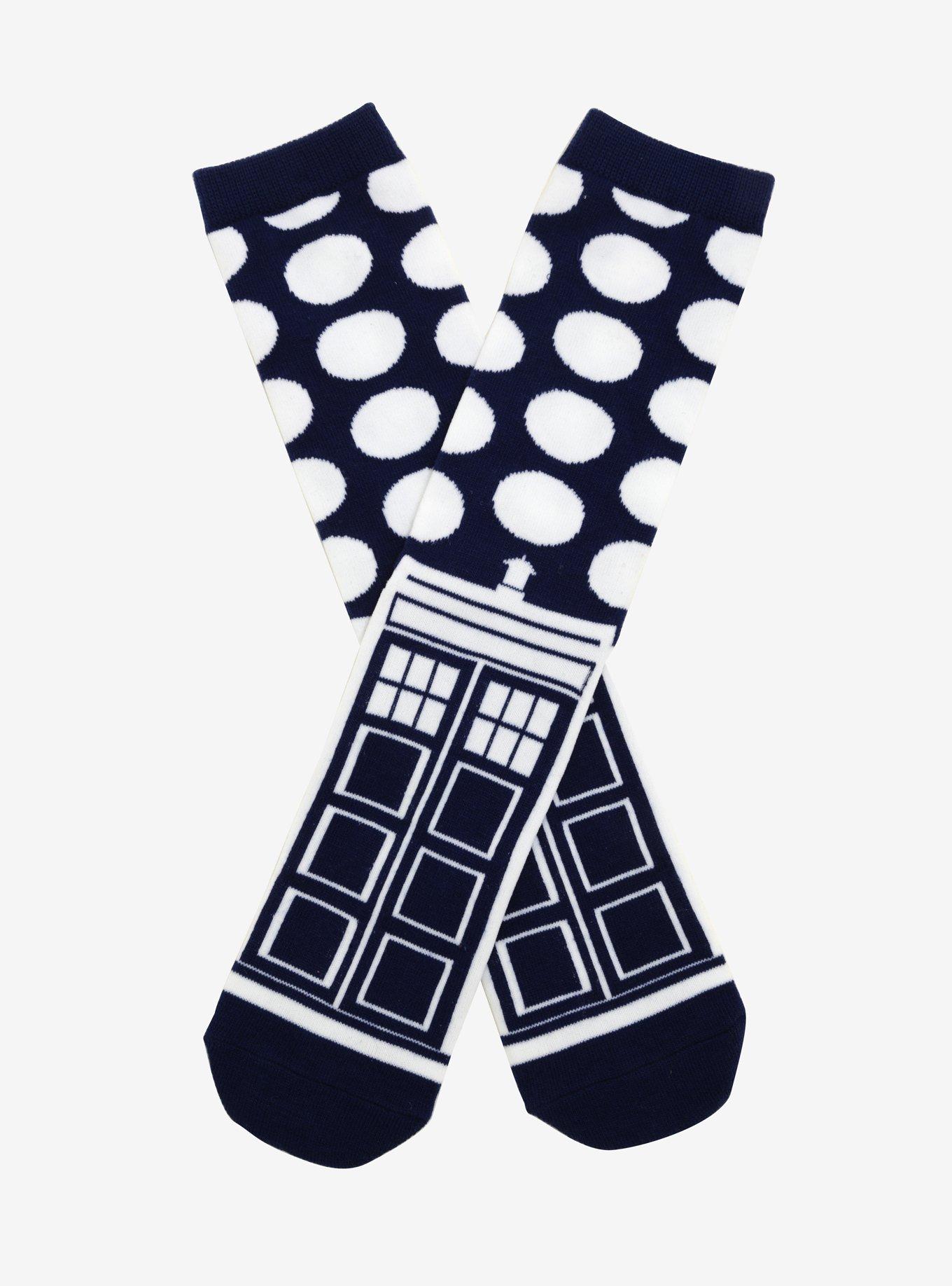 Doctor Who TARDIS Polka Dot Socks, , hi-res