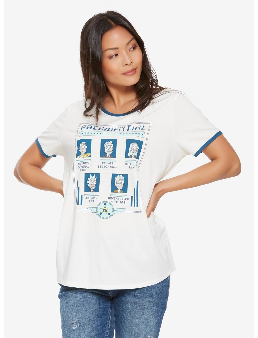 Rick And Morty Presidential Race Womens Ringer Tee - BoxLunch Exclusive, ABSTRACT PARADOX, hi-res