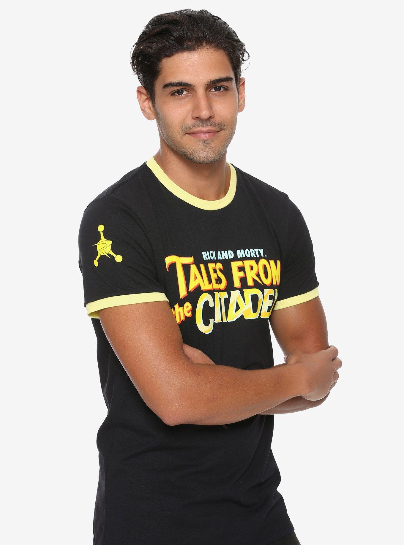 Rick And Morty Tales From The Citadel Ringer T-Shirt - BoxLunch Exclusive, BLACK, hi-res