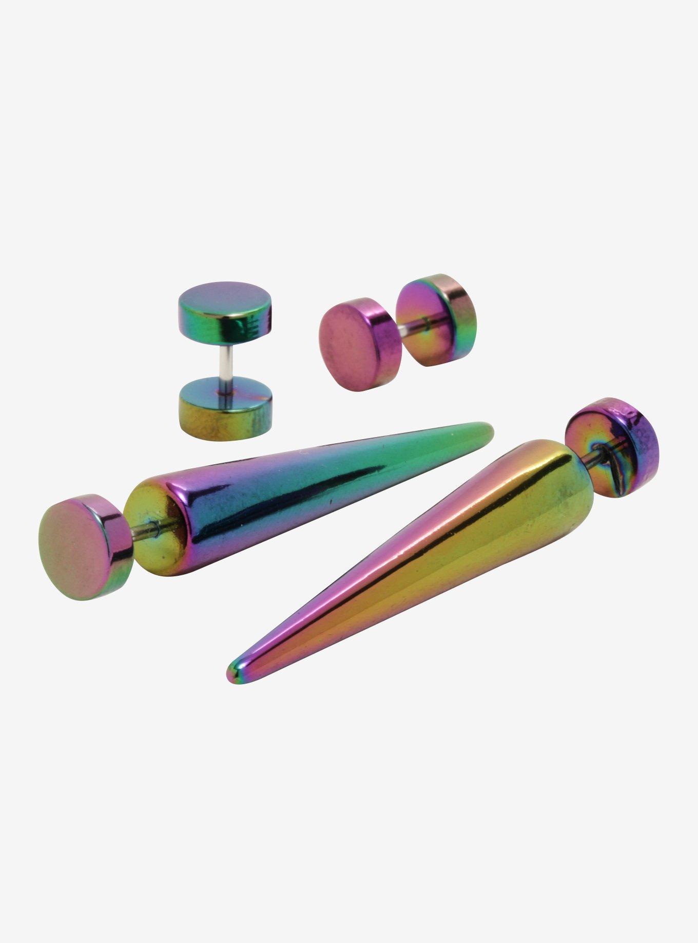 Blackheart Anodized Faux Tunnel Earrings, , hi-res