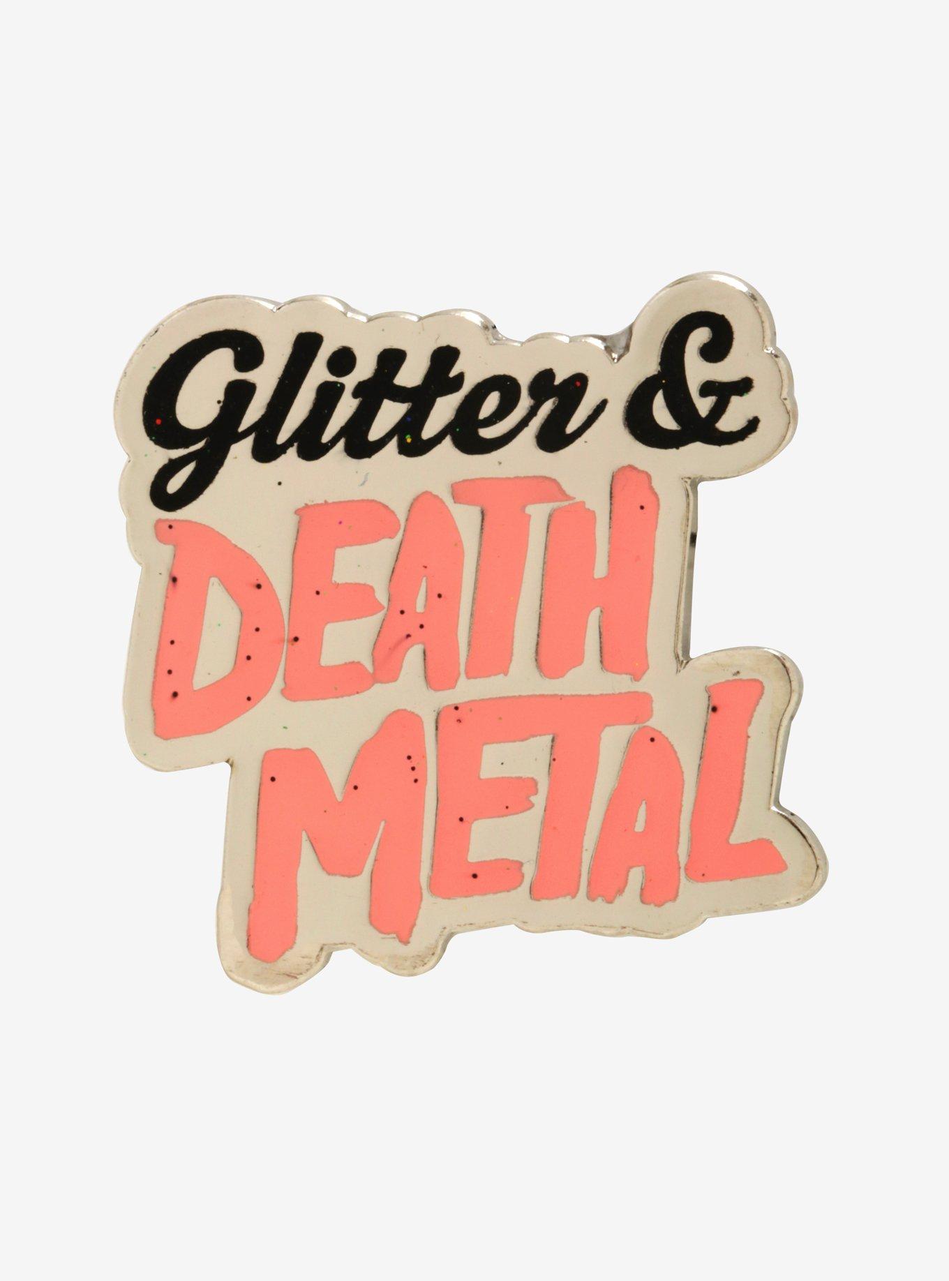 Glitter & Death Metal Enamel Pin, , hi-res