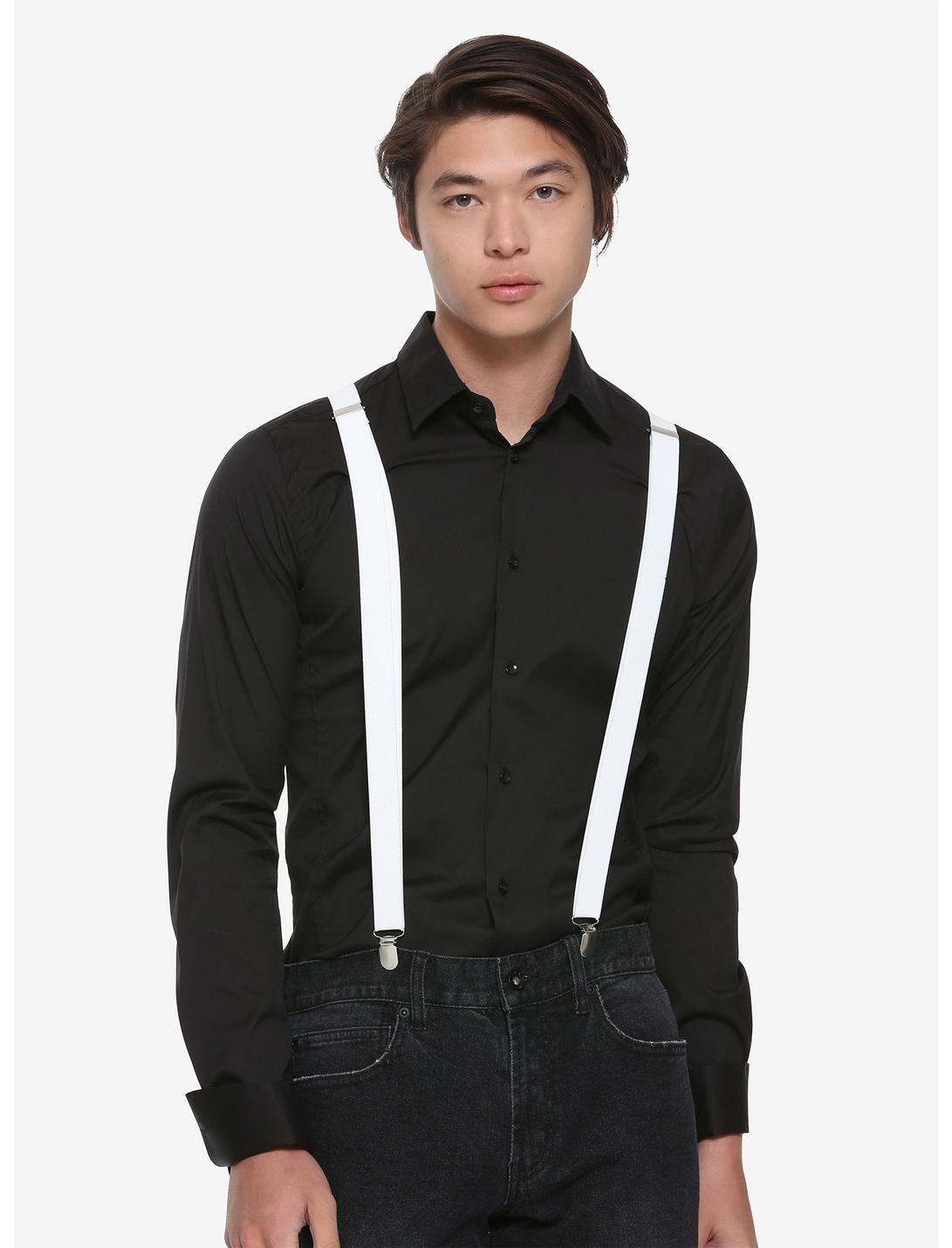 Basic White Suspenders, , hi-res