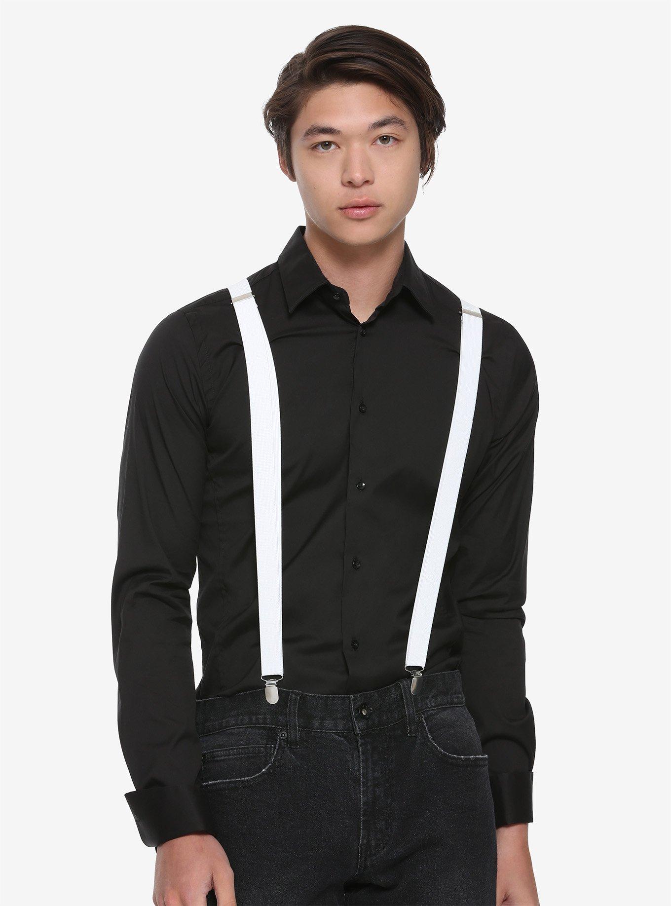 Basic White Suspenders, , hi-res
