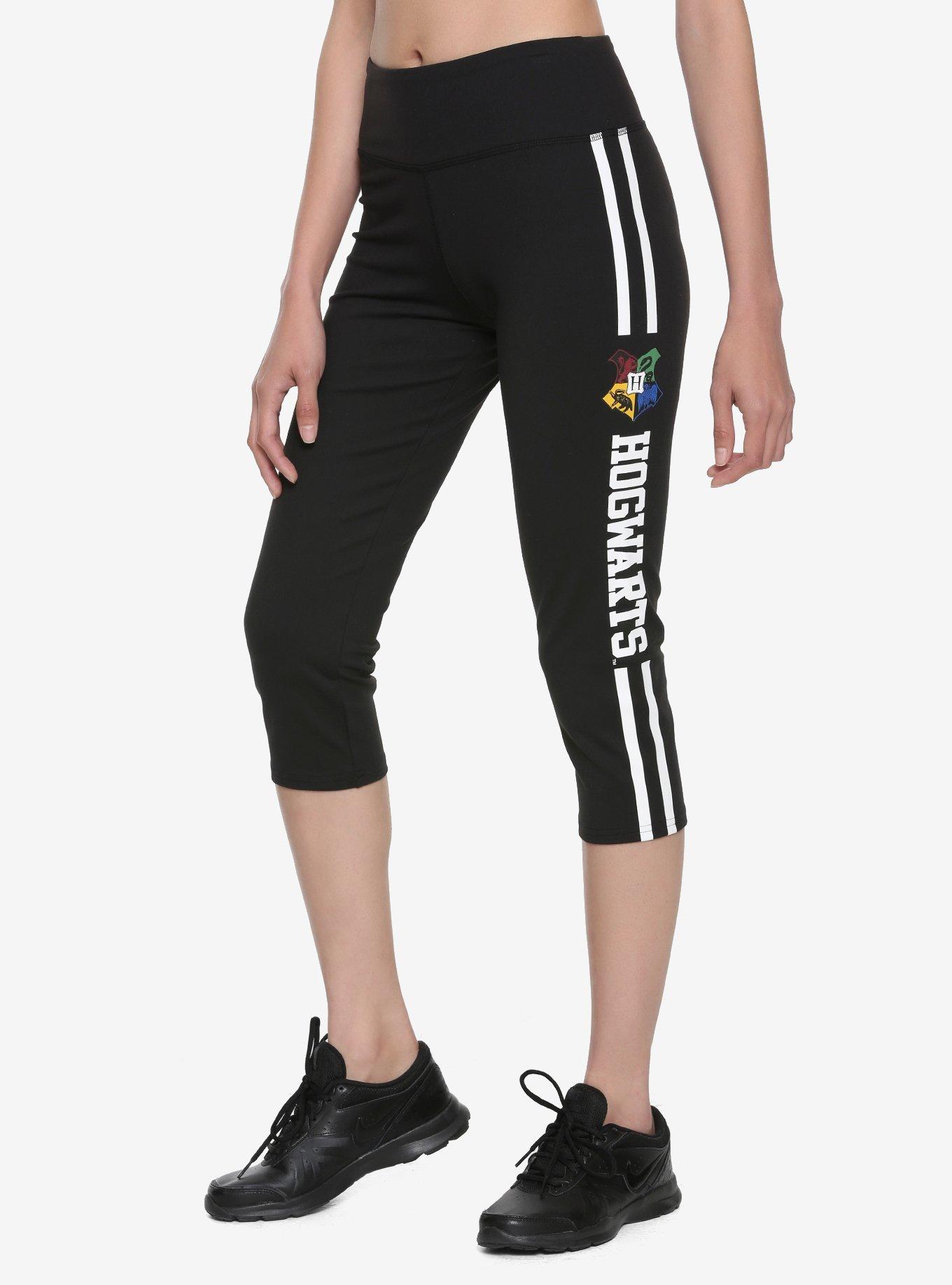 Harry Potter Hogwarts Crest Girls Active Capris, BLACK, hi-res