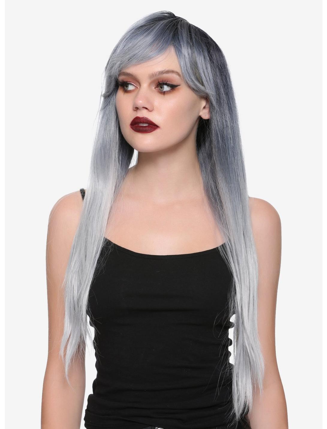 Black & Silver Long Ombre Wig, , hi-res