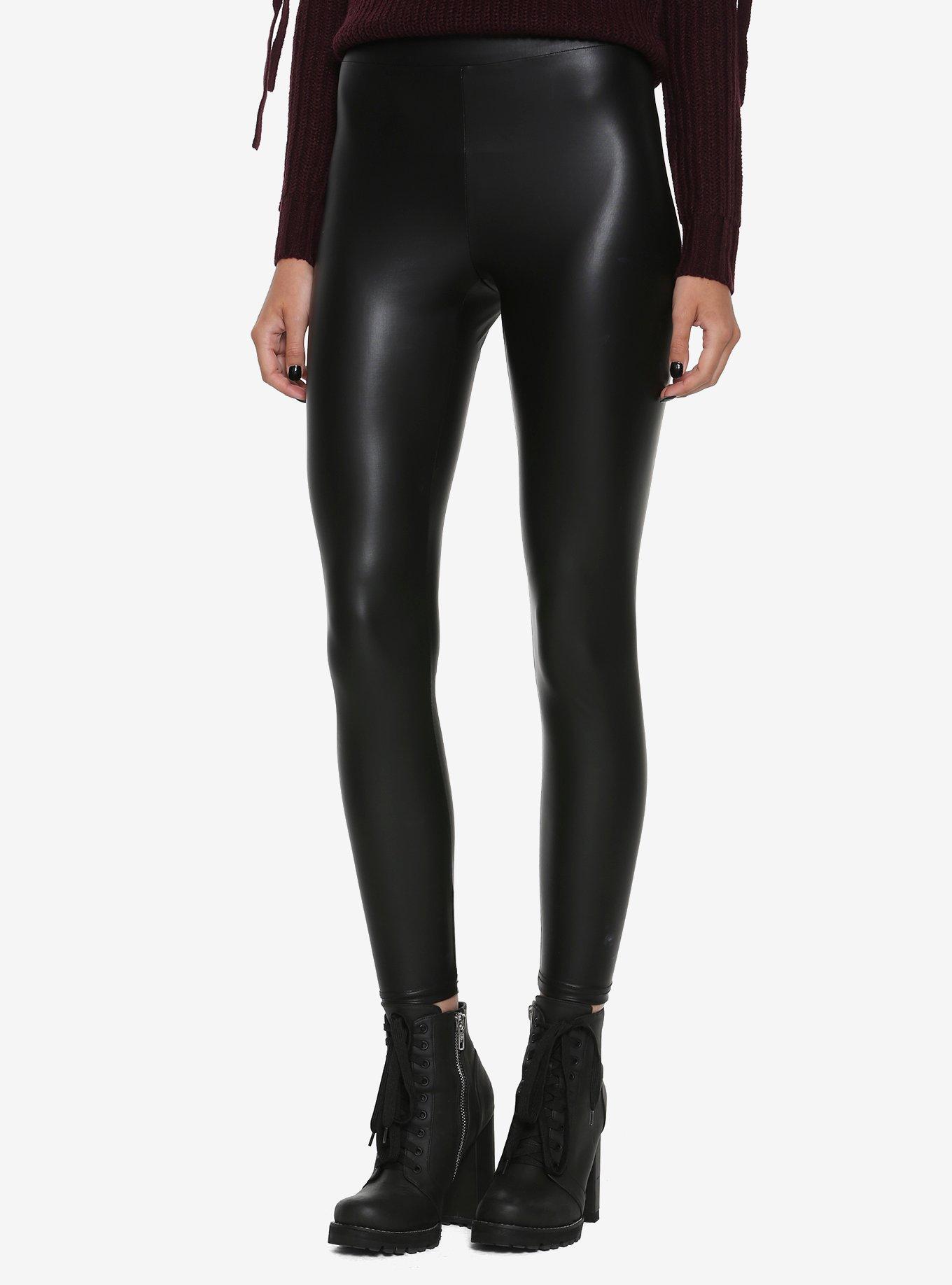 Push Up Faux Leather Leggings in Black
