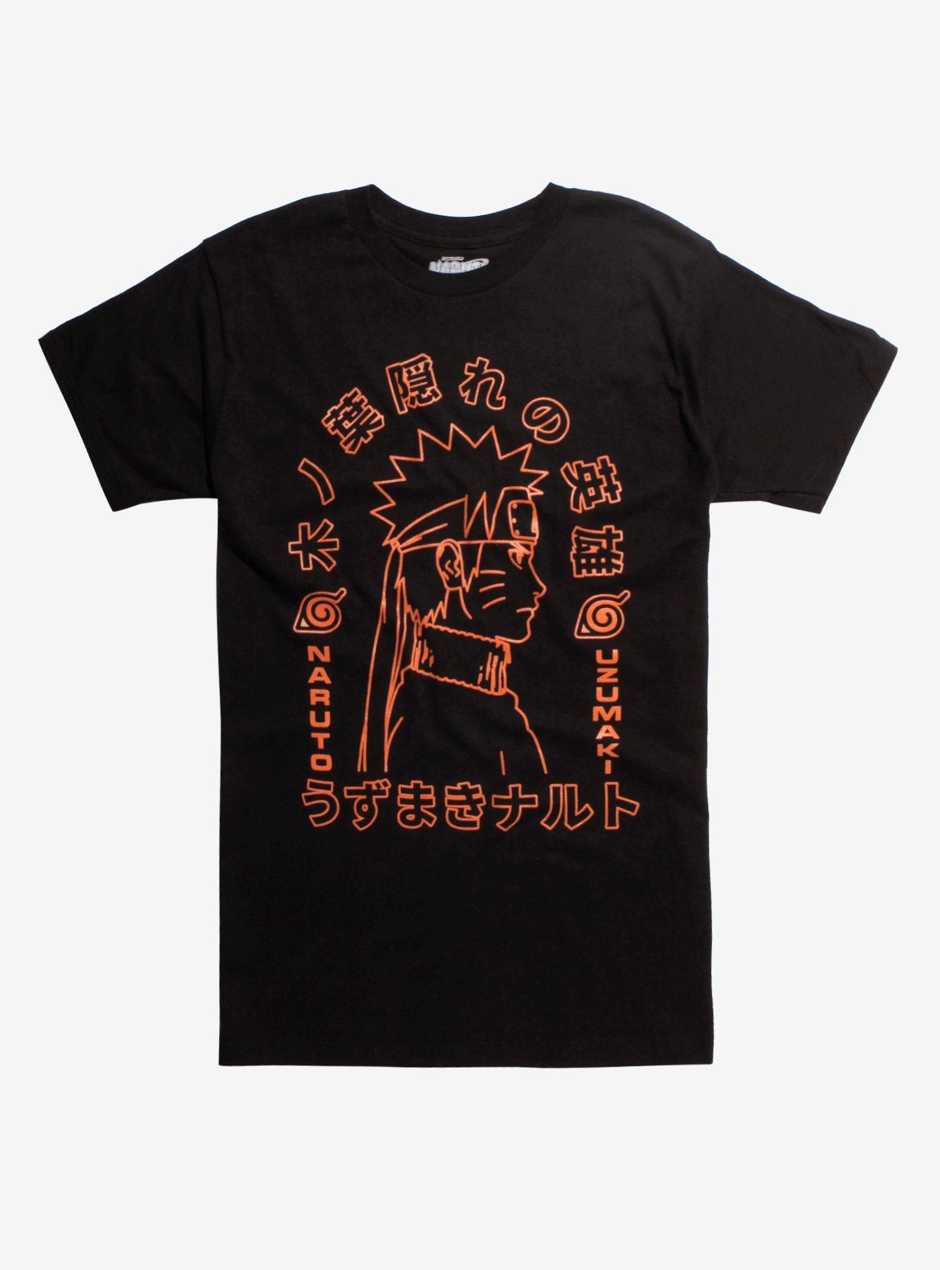 Naruto Kanji Outline T-Shirt Hot Topic Exclusive, BLACK, hi-res