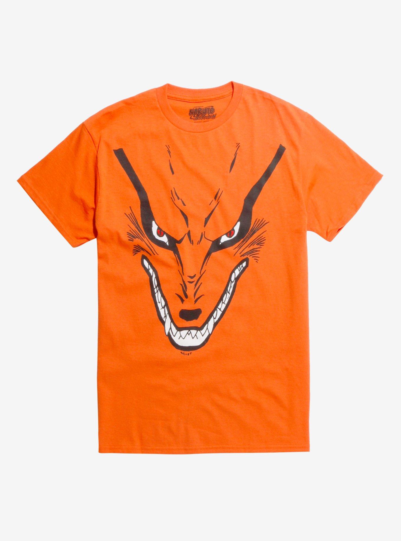 Naruto Shippuden Kurama Kanji T-Shirt Hot Topic Exclusive, ORANGE, hi-res