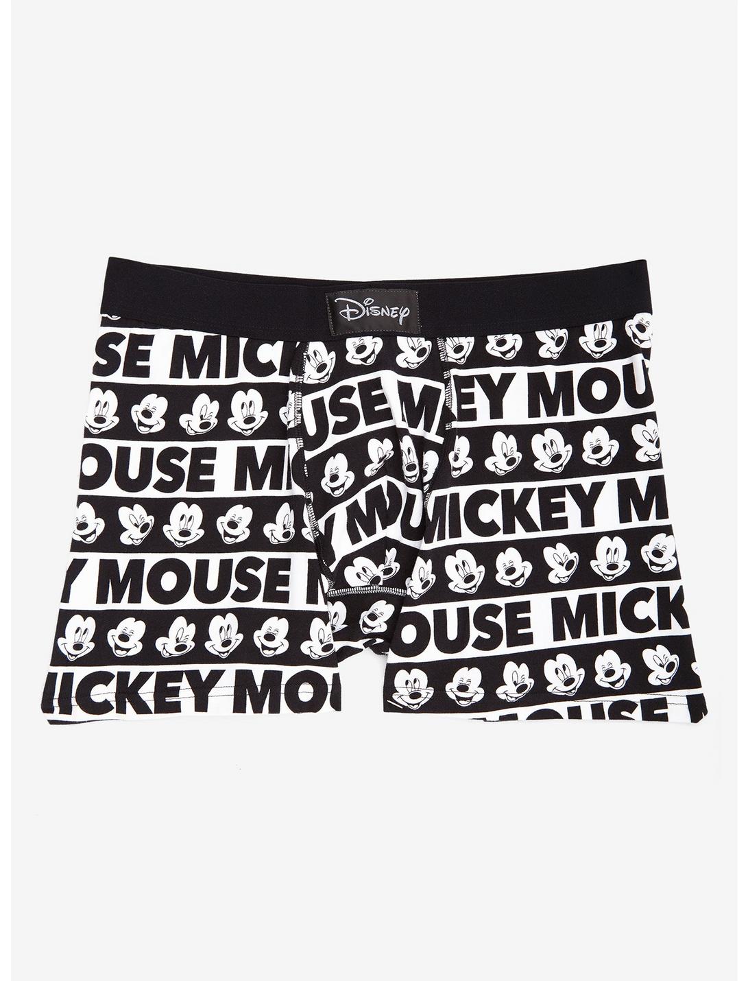 Disney Mickey Mouse Black And White Boxer Briefs, BLACK, hi-res