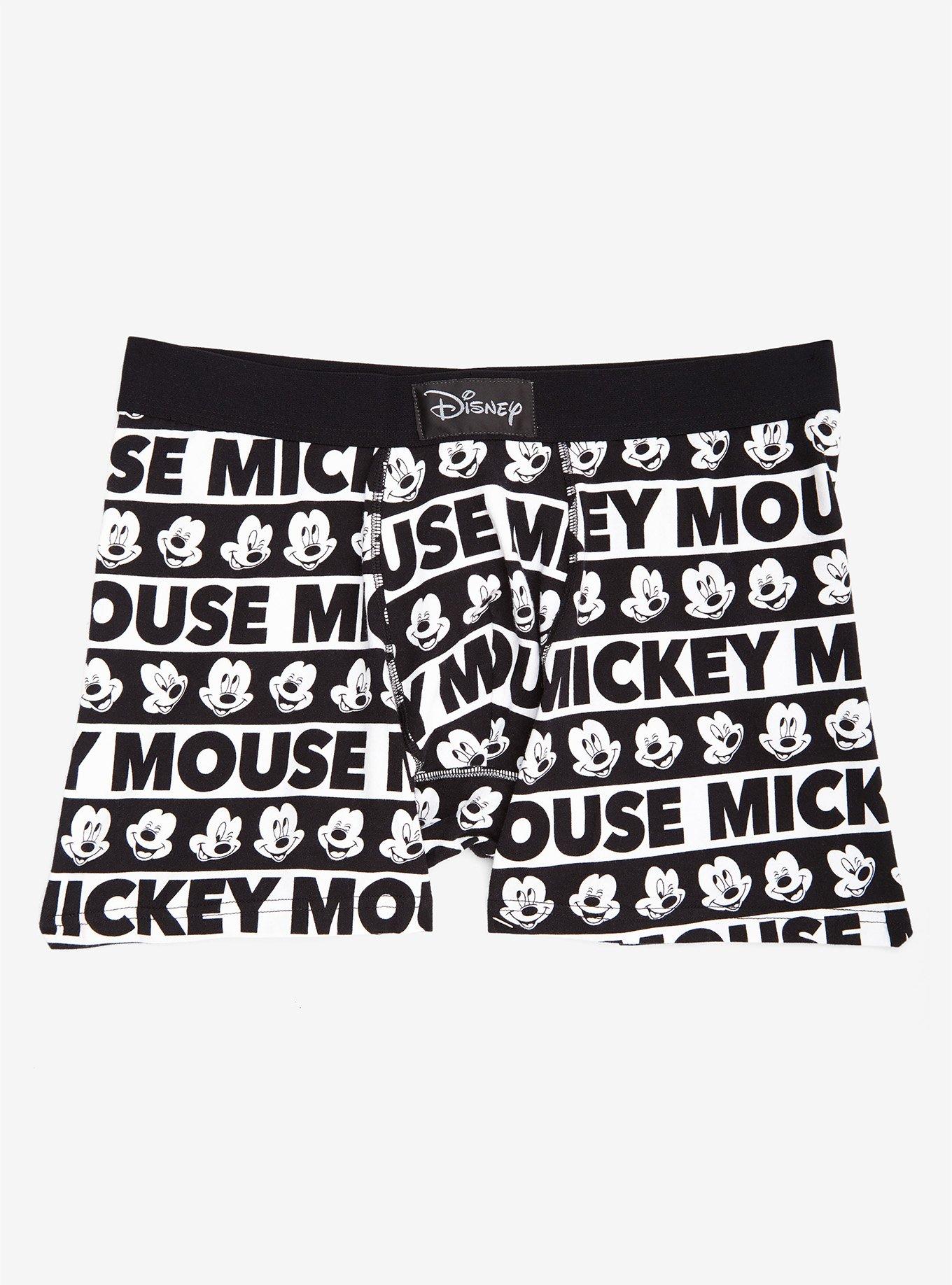 Disney Mickey Mouse Black And White Boxer Briefs, BLACK, hi-res