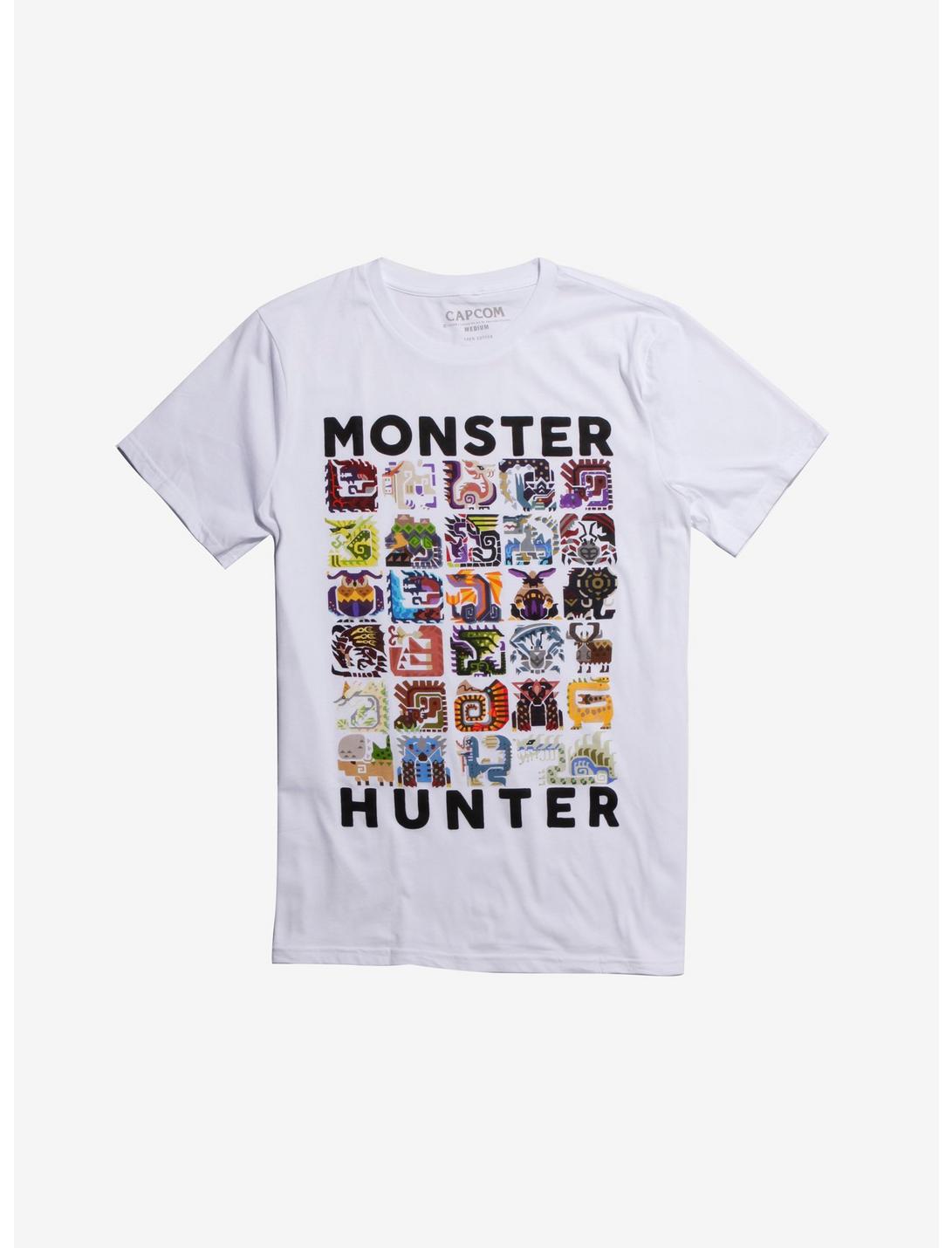Monster Hunter Monster Icons T-Shirt, WHITE, hi-res