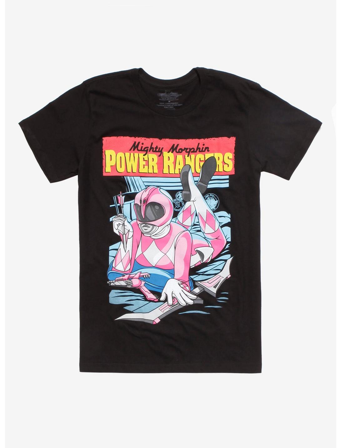 Mighty Morphin Power Rangers Pink Ranger Movie Poster T-Shirt, BLACK, hi-res