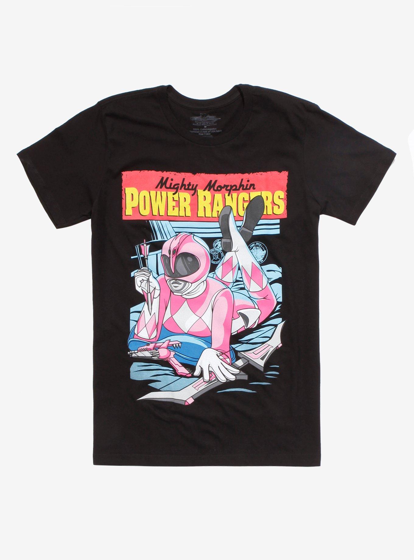 Mighty Morphin Power Rangers Pink Ranger Movie Poster T-Shirt, BLACK, hi-res