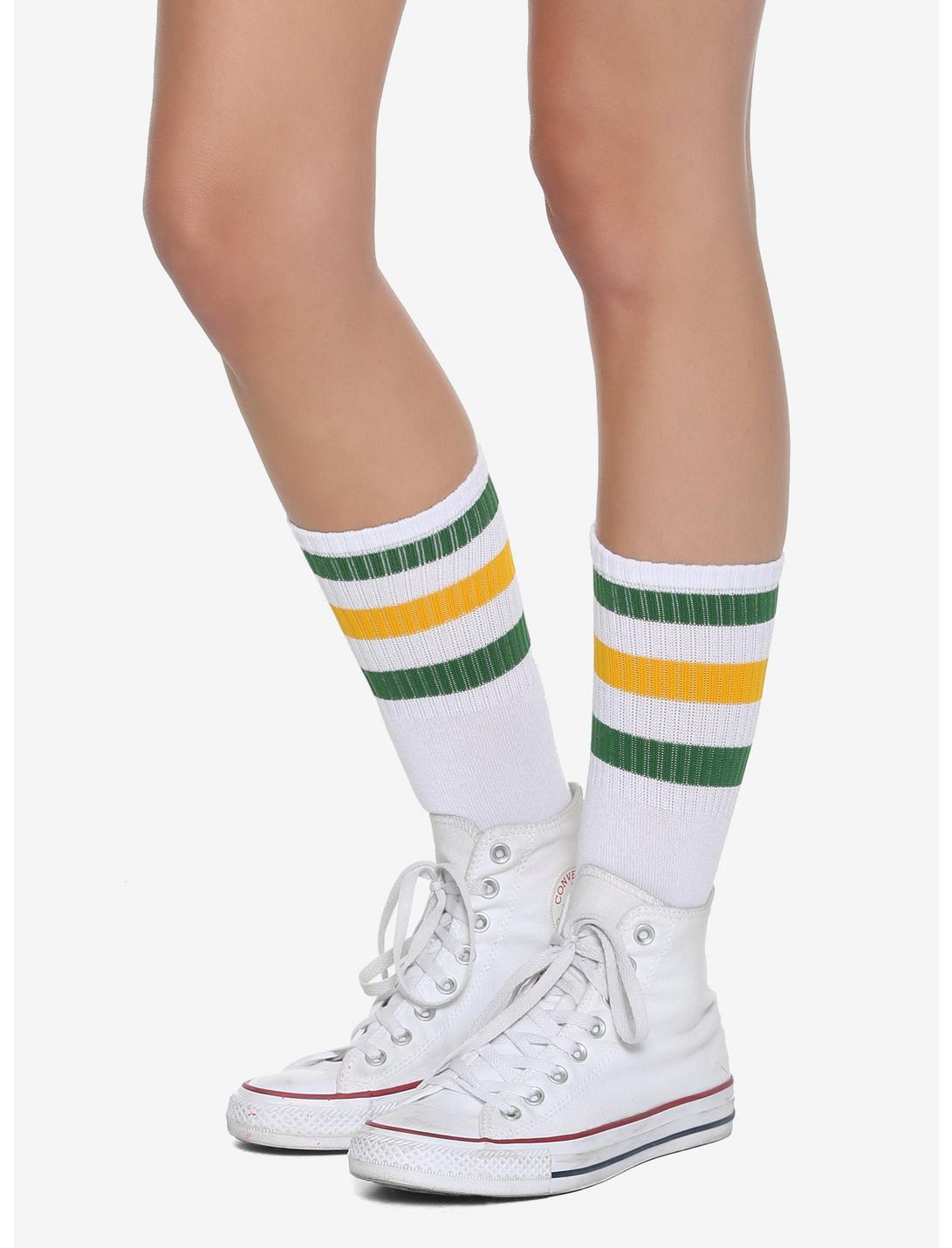 Green & Yellow Varsity Crew Socks, , hi-res