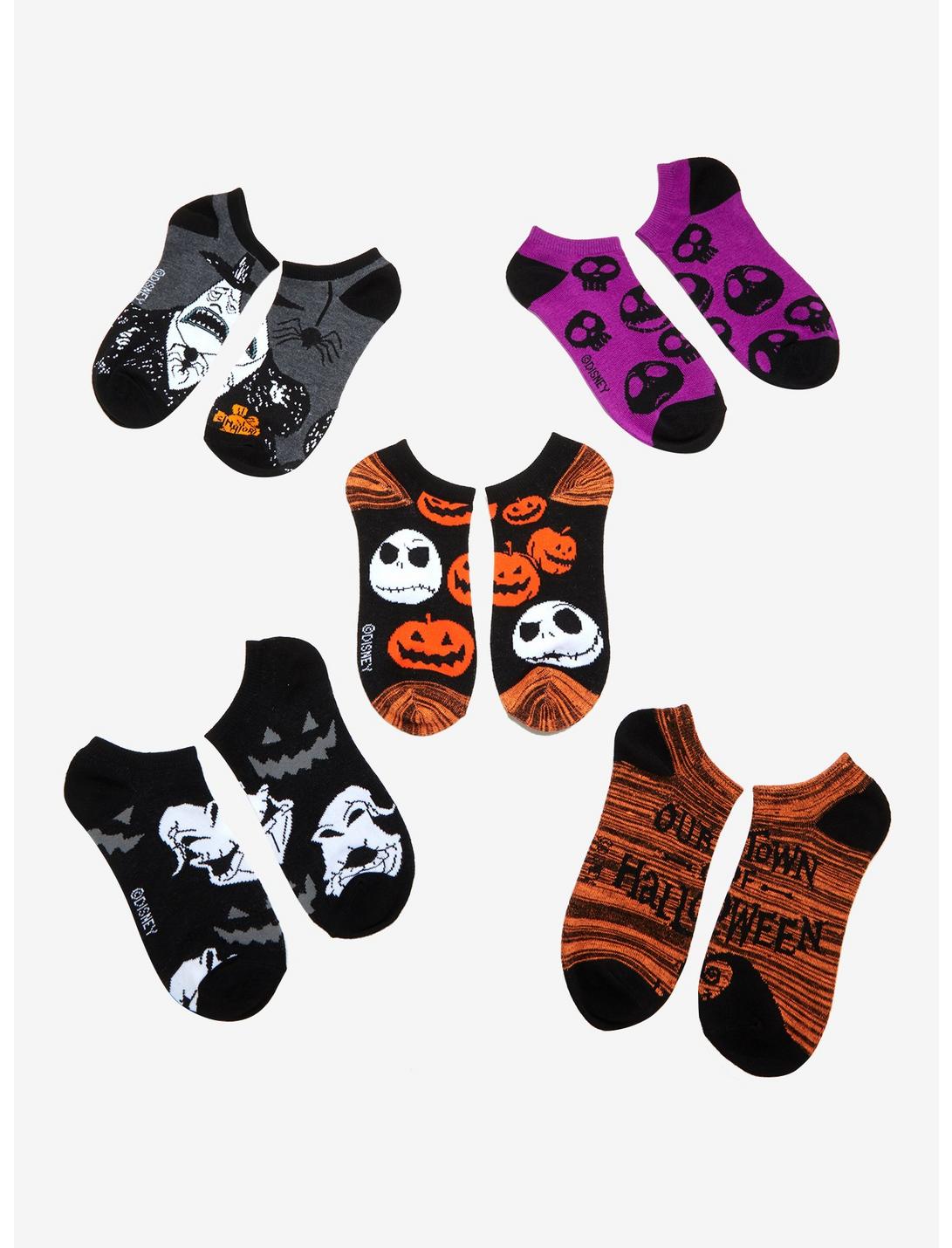 The Nightmare Before Christmas Halloween Town No-Show Socks 5 Pair, , hi-res