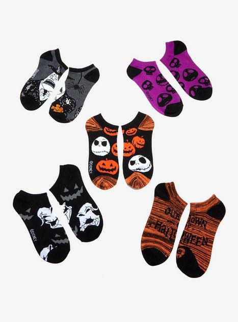 The Nightmare Before Christmas Halloween Town No-Show Socks 5 Pair ...