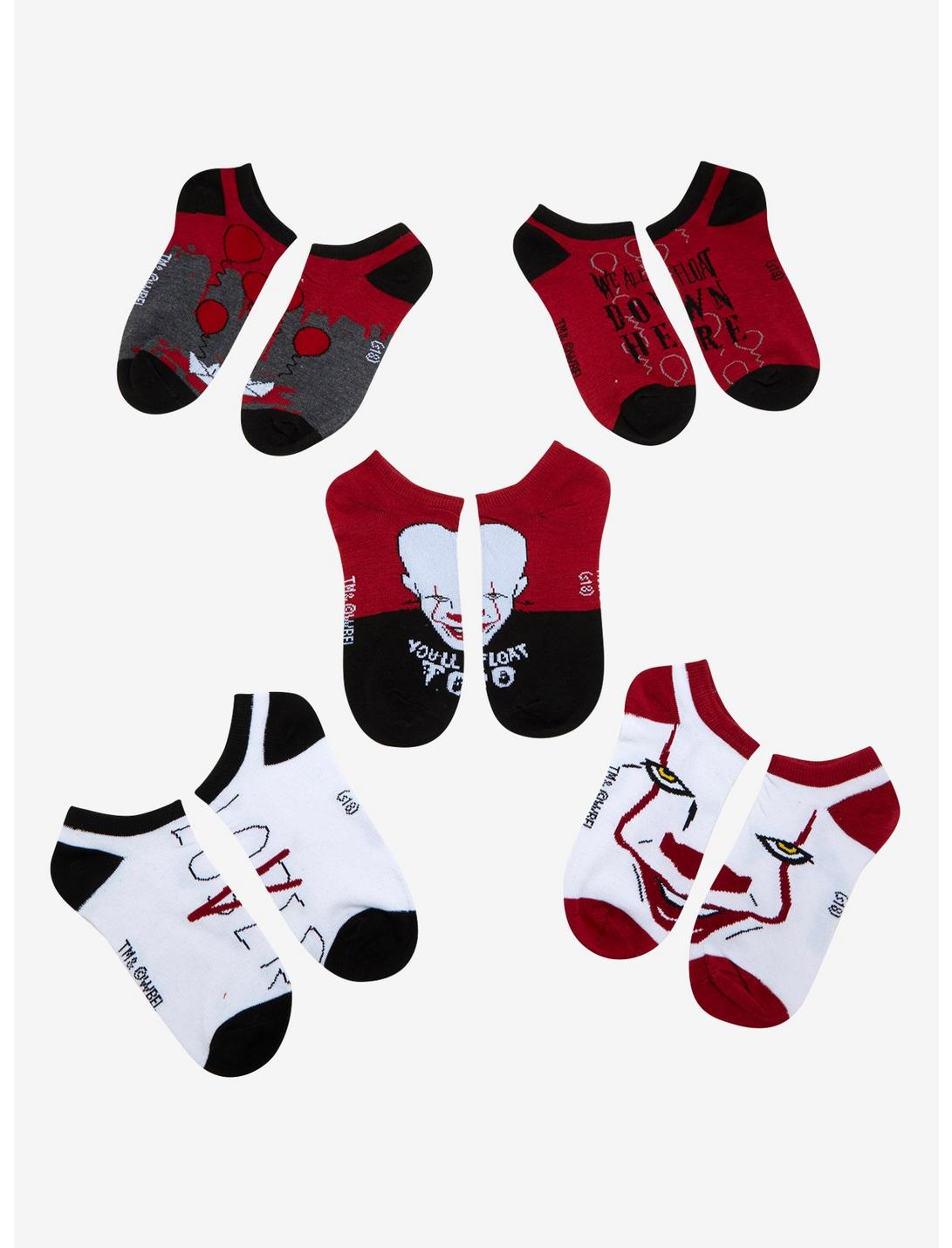 IT Pennywise Red Black & White No-Show Socks 5 Pair, , hi-res