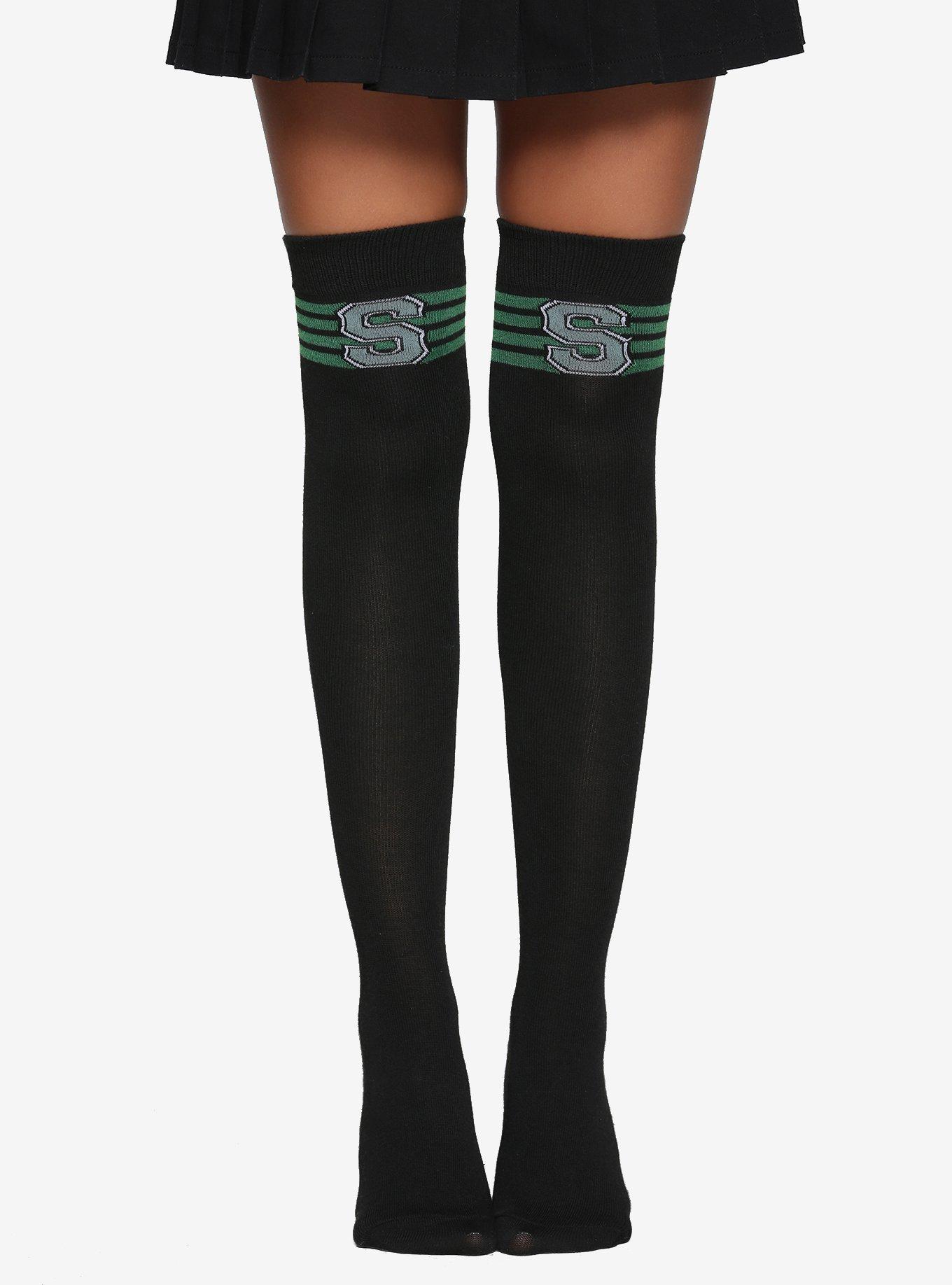 Harry Potter Slytherin Varsity Letter Over-The-Knee Socks, , hi-res