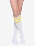 White & Yellow Knee High Varsity Socks, , hi-res