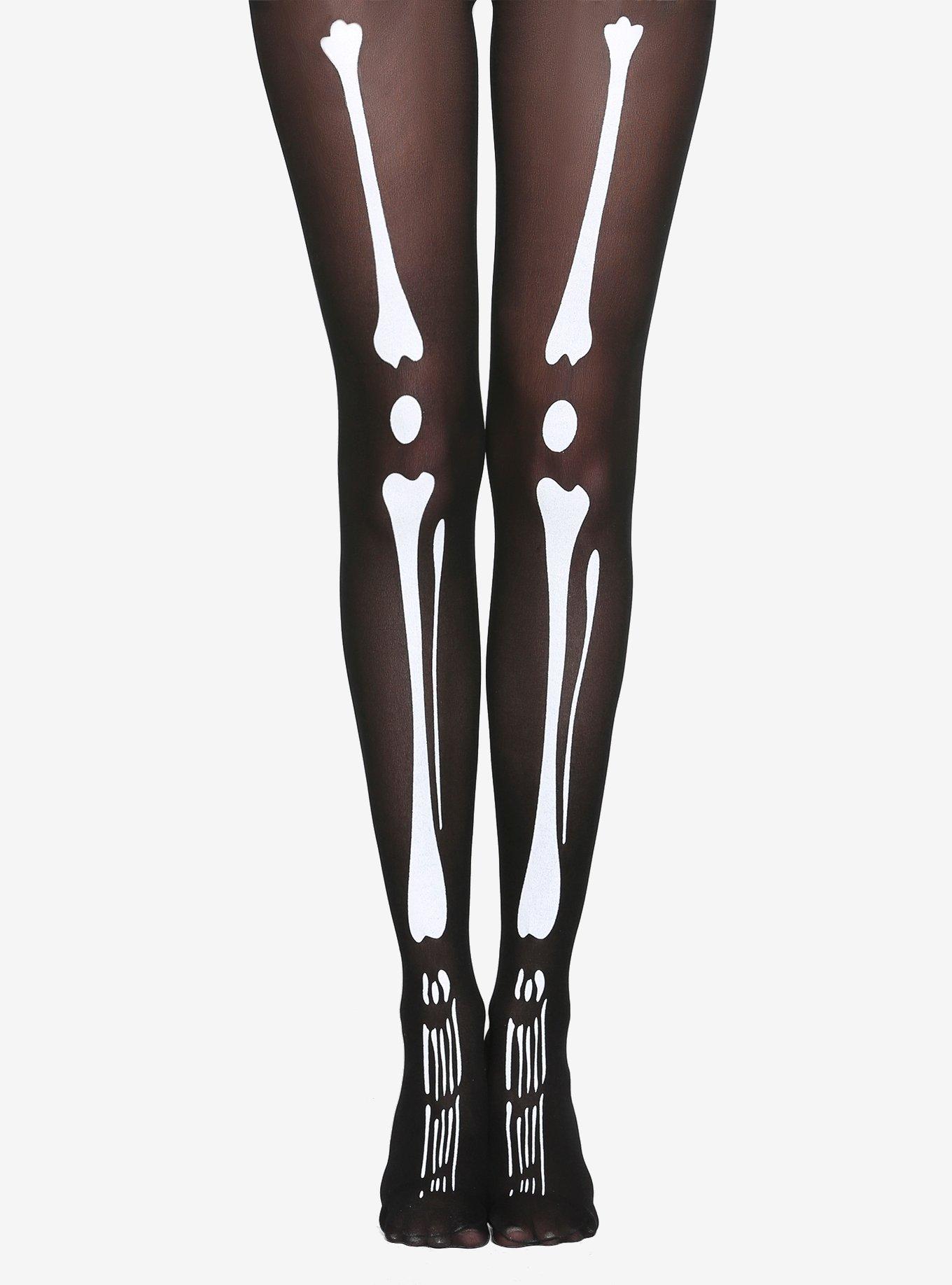 Skeleton Tights, BLACK-WHITE, hi-res