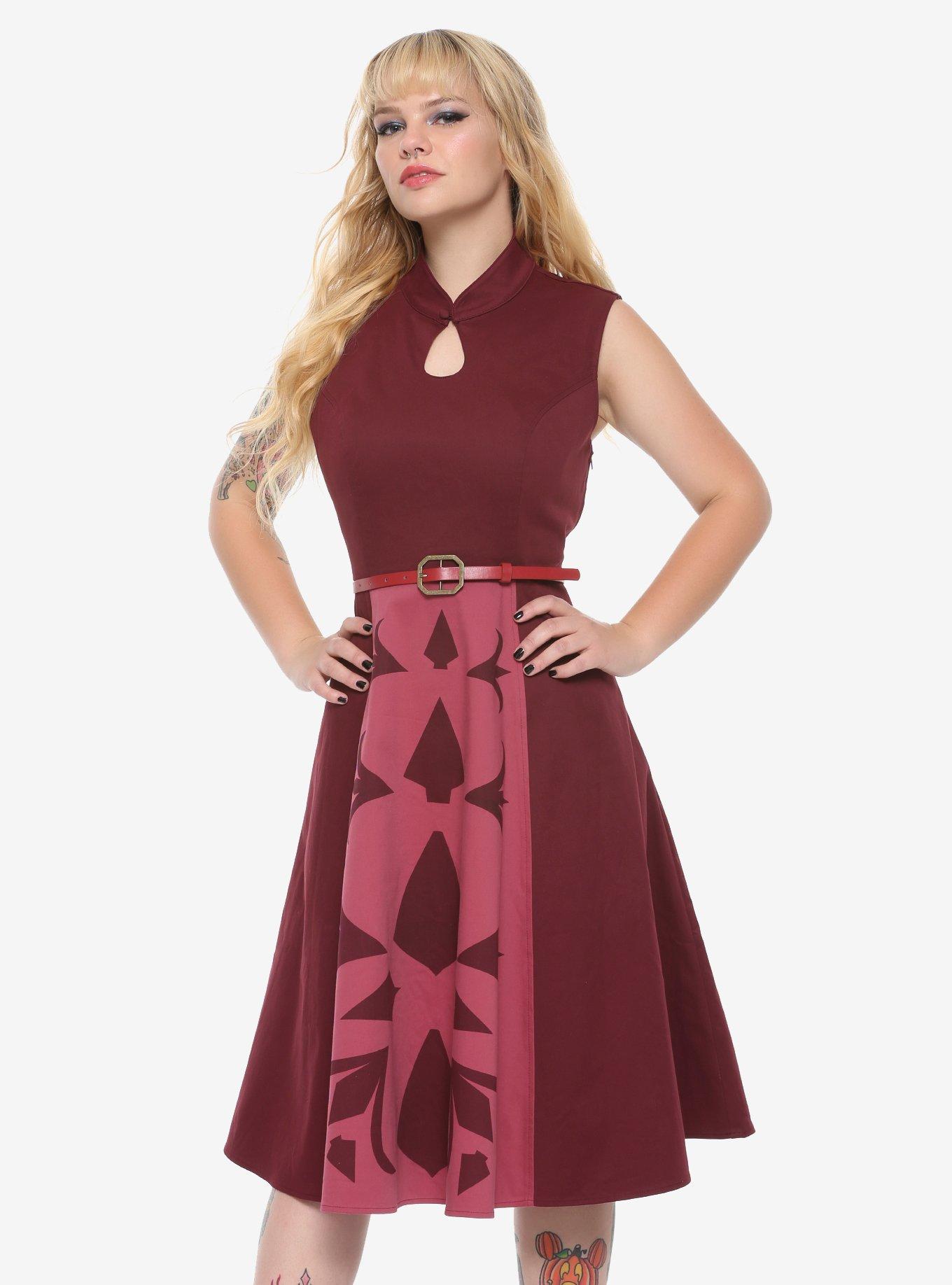 Her Universe Star Wars: The Clone Wars Ahsoka Tano Dress, BURGUNDY, hi-res