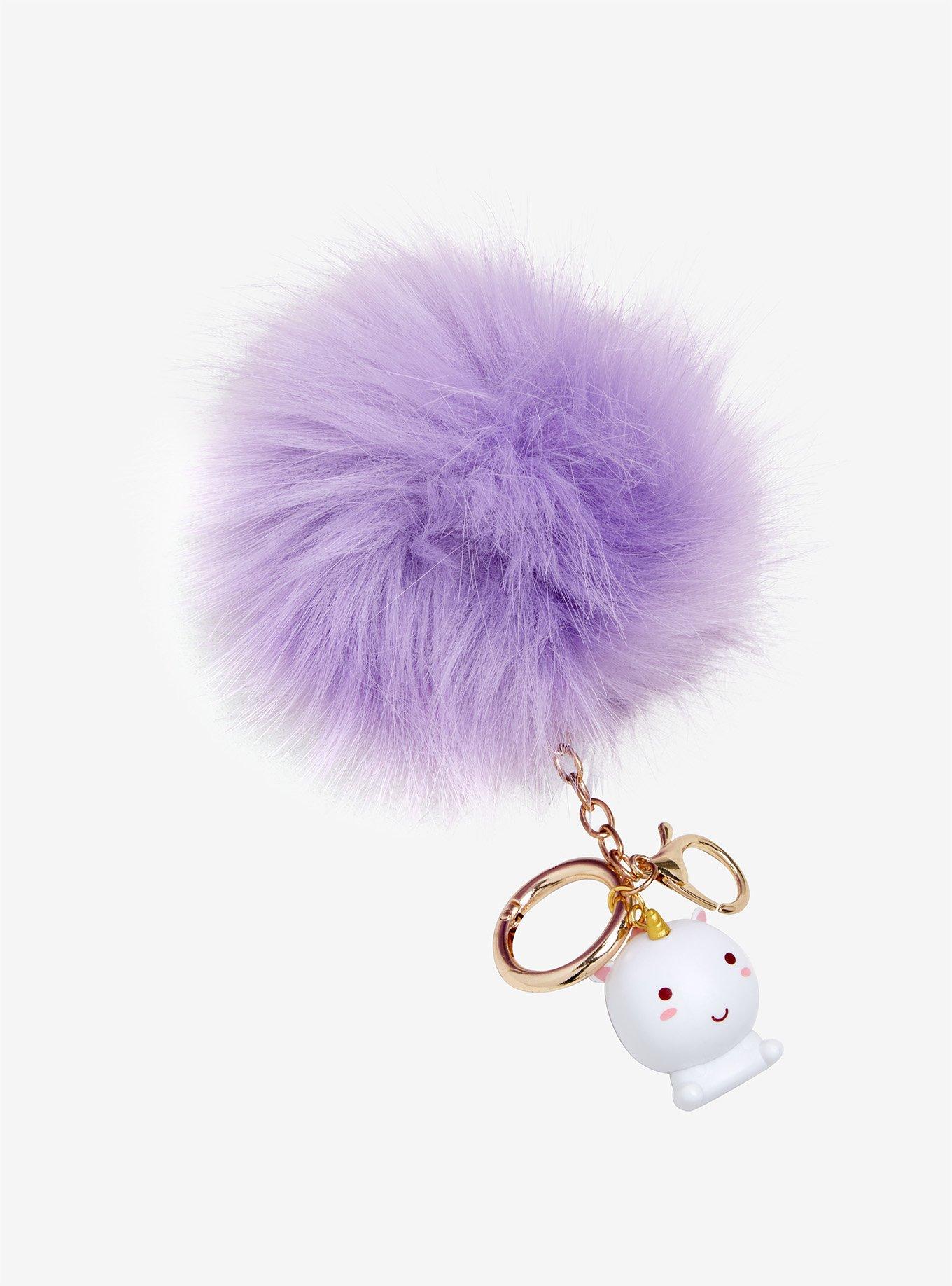 Unicorn Purple Pom Key Chain, , hi-res