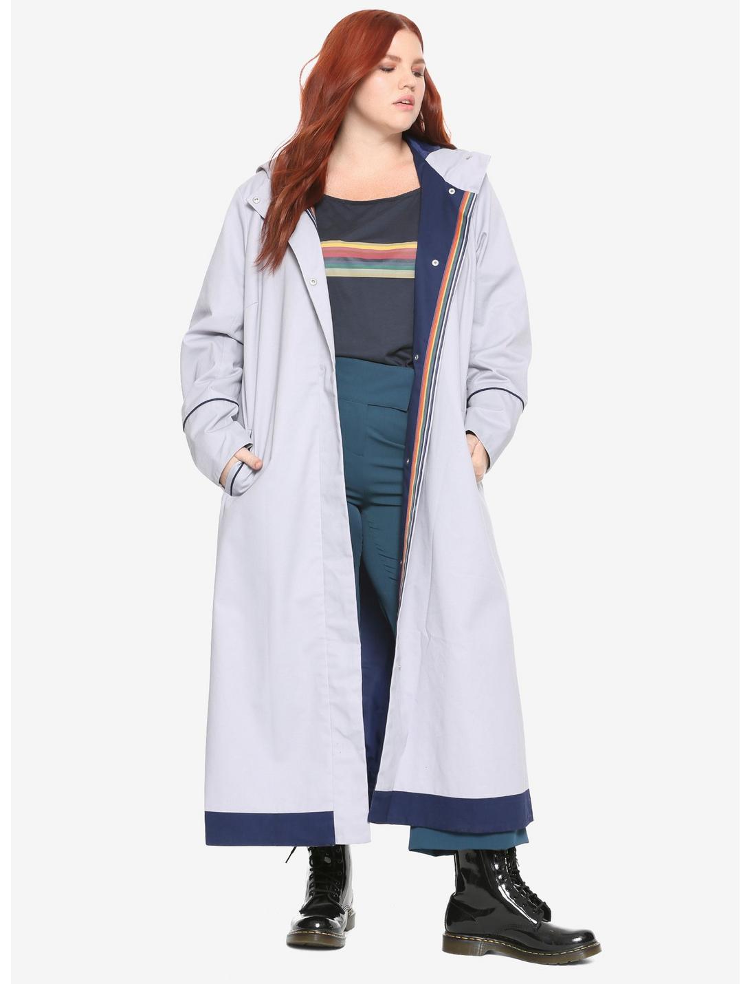 Doctor Who Thirteenth Doctor Trench Coat Plus Size, GREY, hi-res