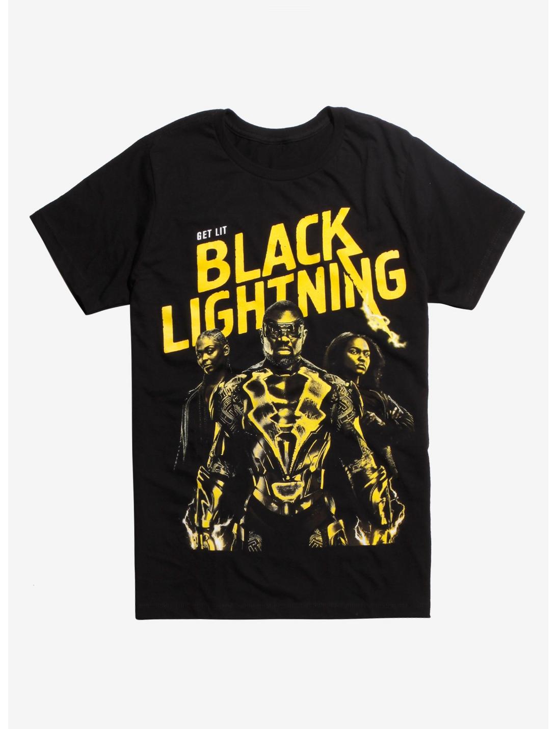DC Comics Black Lightning Get Lit Group Shot T-Shirt, BLACK, hi-res