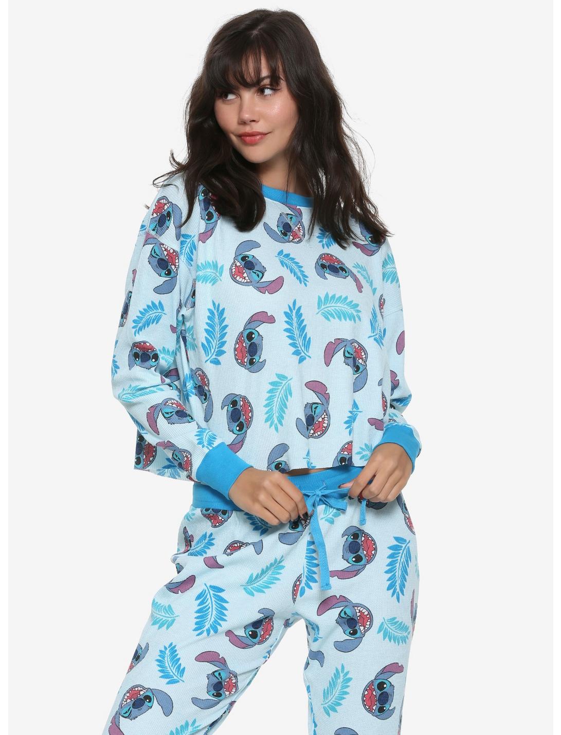 Disney Lilo & Stitch Leaves With Stitch Girls Thermal Pajama Set, BLUE, hi-res
