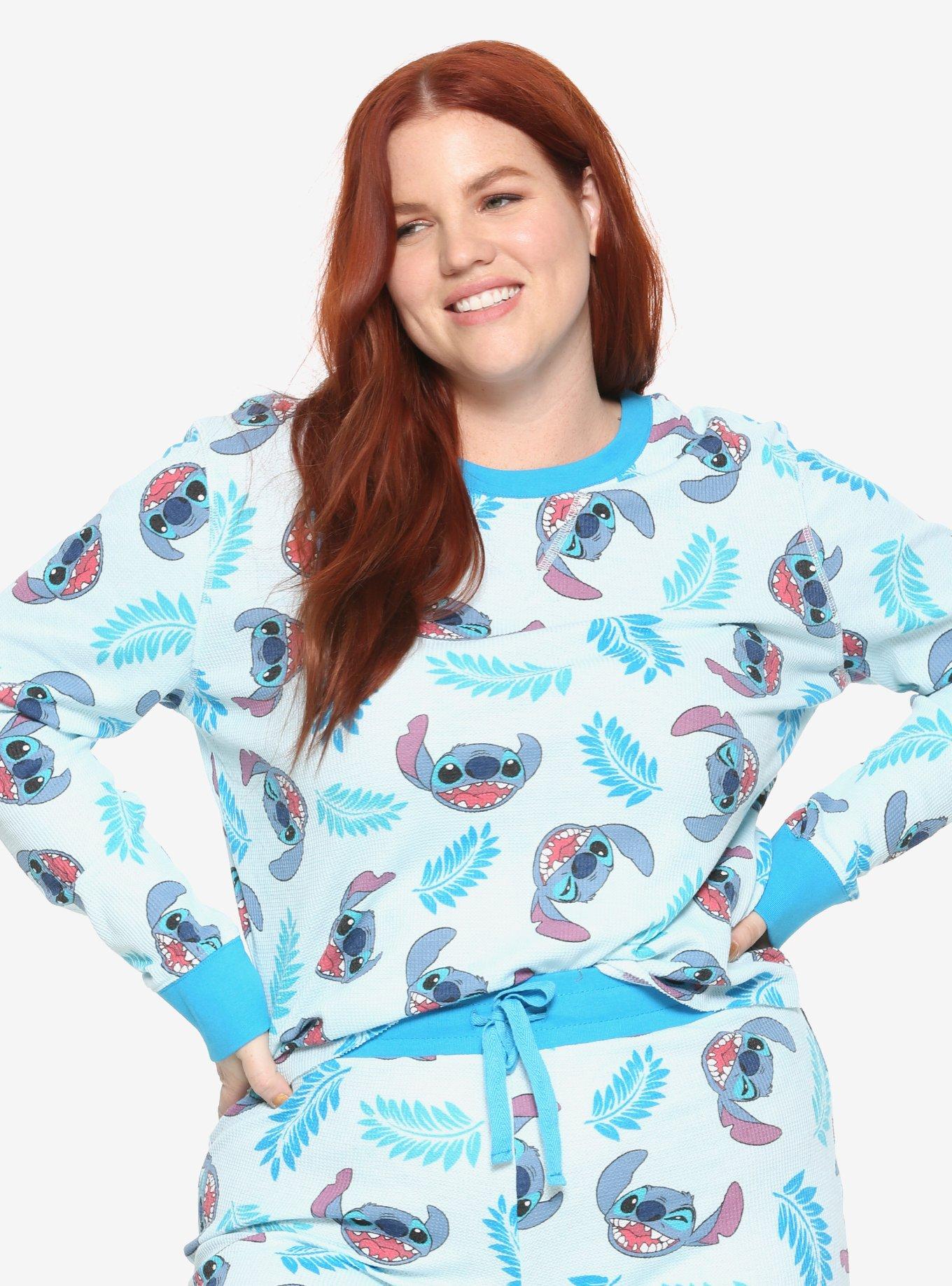 Disney Lilo & Stitch Leaves & Stitch Girls Thermal Pajama Set Plus Size, BLUE, hi-res
