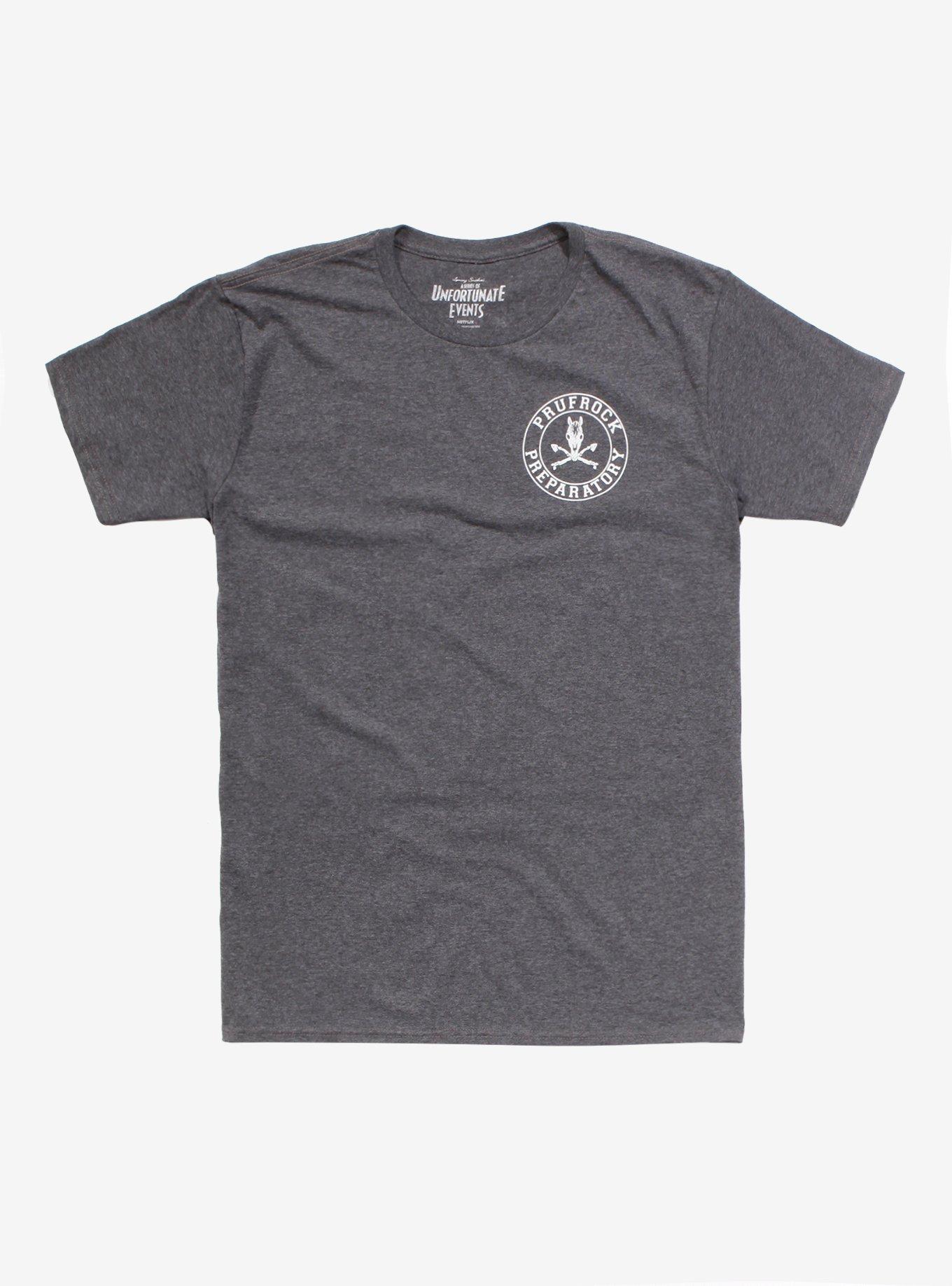 A Series Of Unfortunate Events Prufrock Preparatory T-Shirt, HEATHER GREY, hi-res view 1