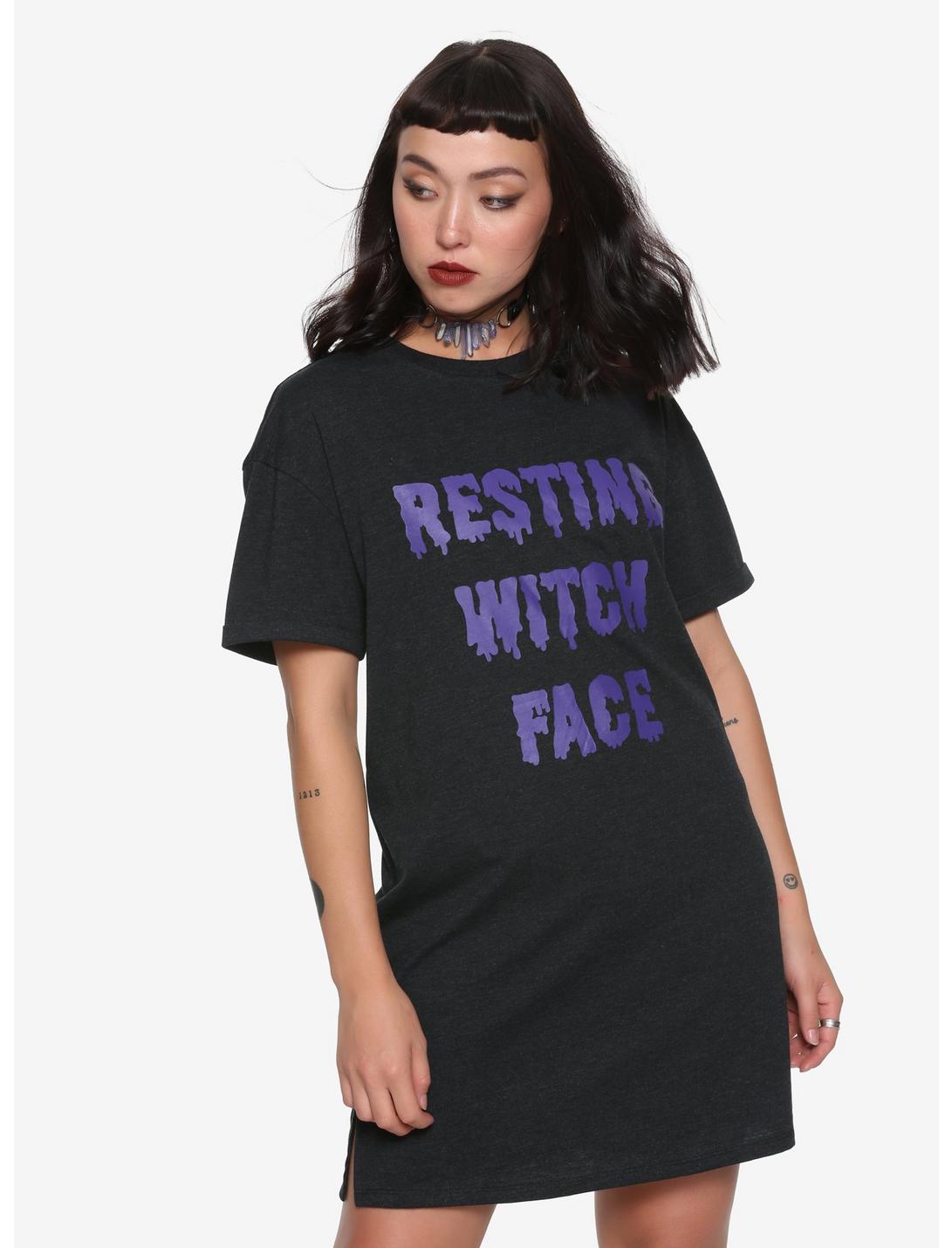 Resting Witch Face T-Shirt Dress, BLACK, hi-res