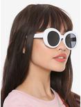 White Round Plastic Sunglasses, , hi-res