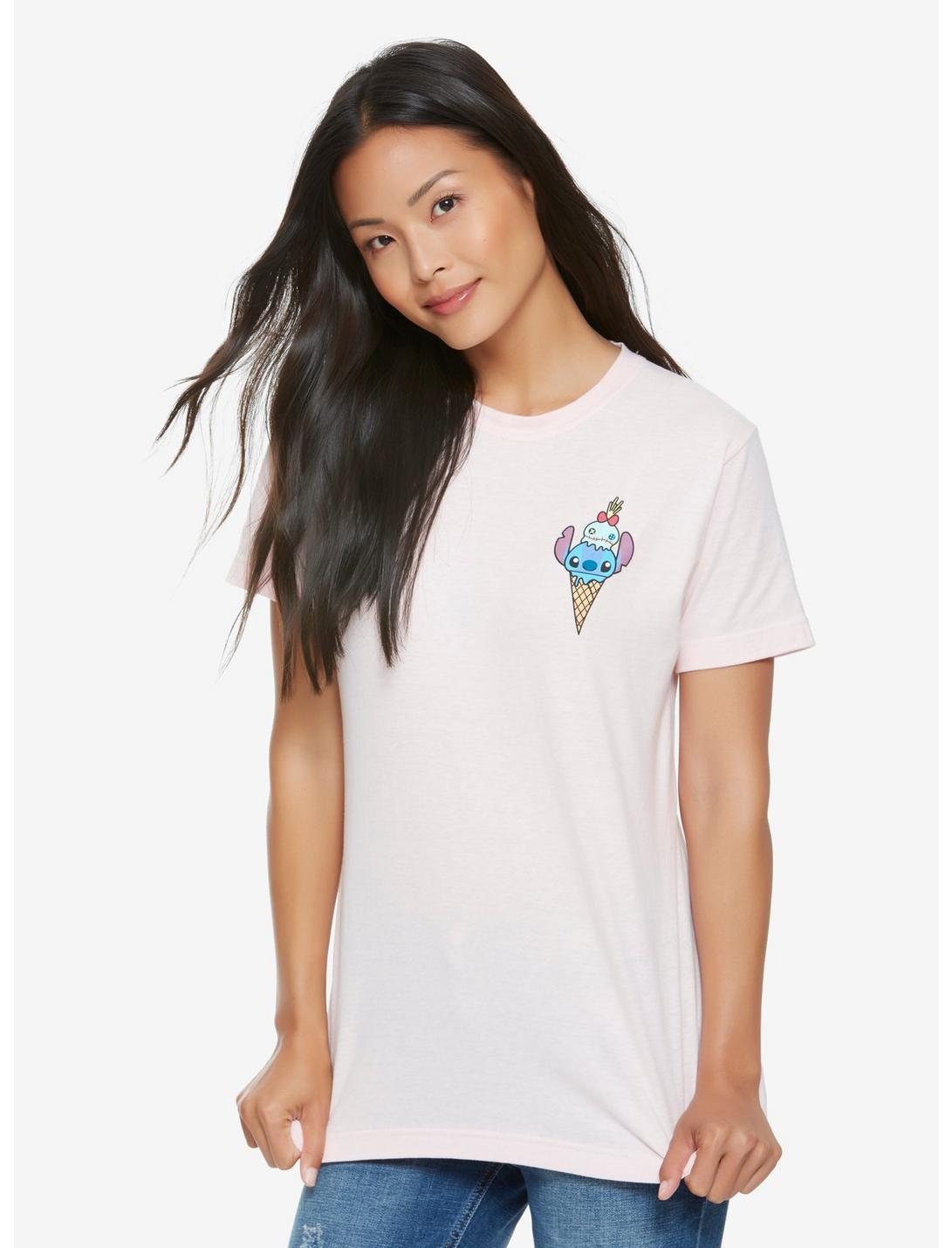 Disney Lilo & Stitch Ice Cream Womens Tee - BoxLunch Exclusive, PINK, hi-res
