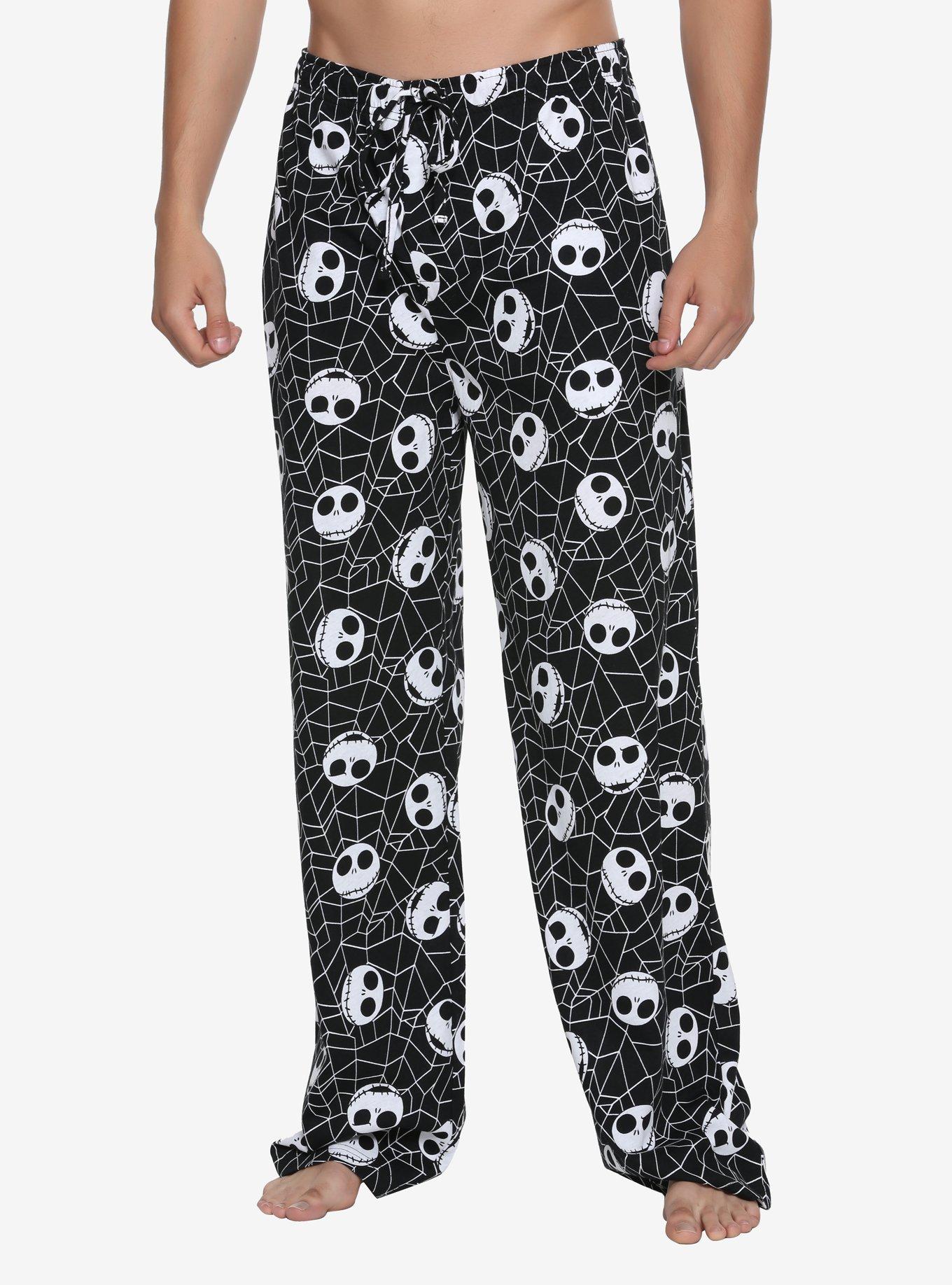The Nightmare Before Christmas Spiderweb & Jack's Head Guys Pajama Pants, BLACK, hi-res