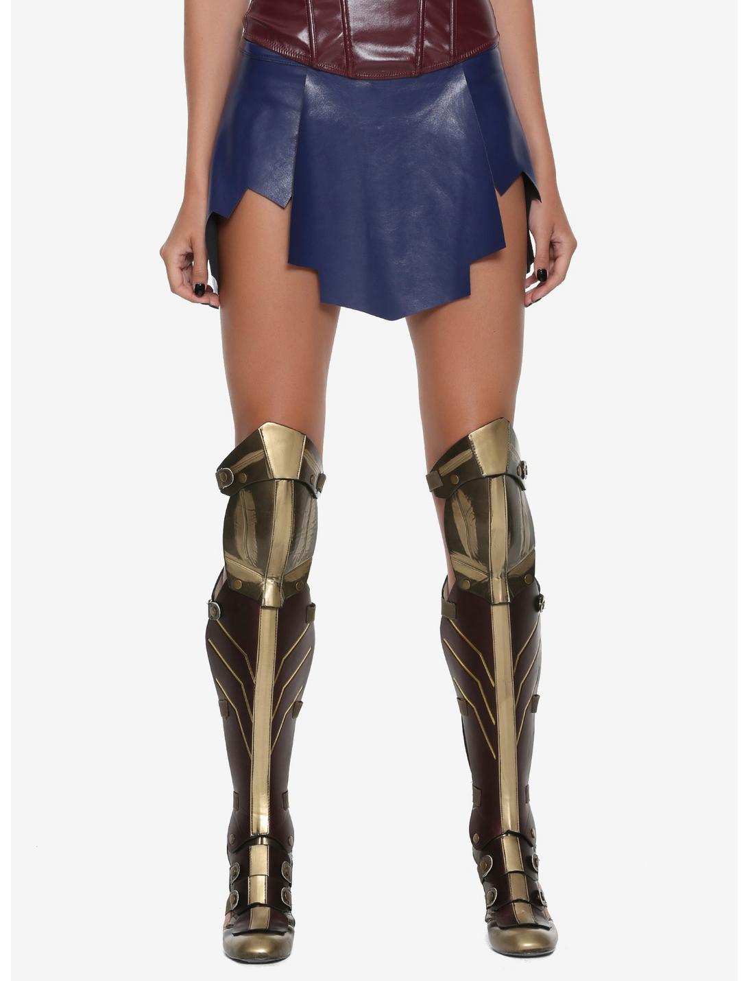 DC Comics Wonder Woman Faux Leather Cosplay Skirt, BLUE, hi-res