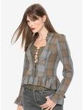 Outlander Laced Peplum Girls Jacket Hot Topic Exclusive, PLAID, hi-res