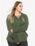 Outlander Lace-Up Girls Hoodie Plus Size Hot Topic Exclusive, DARK GREEN, hi-res