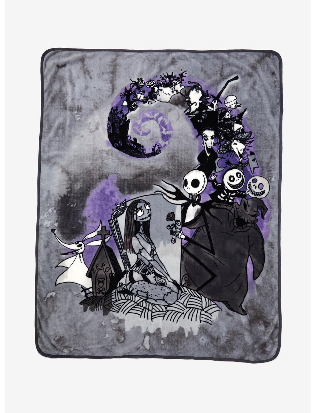 The Nightmare Before Christmas Watercolor Spiral Hill Throw Blanket, , hi-res