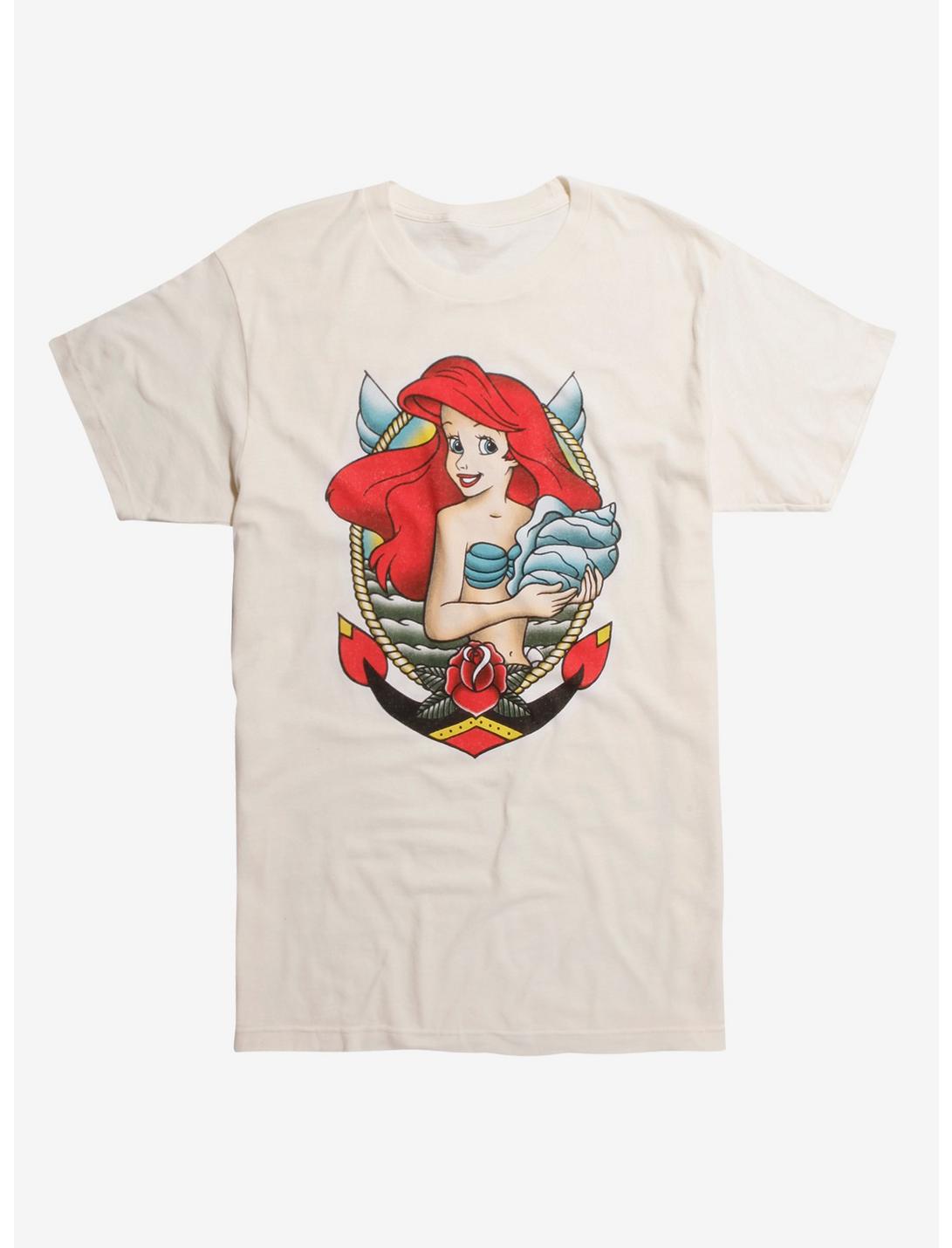 Disney The Little Mermaid Shell Tattoo T-Shirt Hot Topic Exclusive, WHITE, hi-res