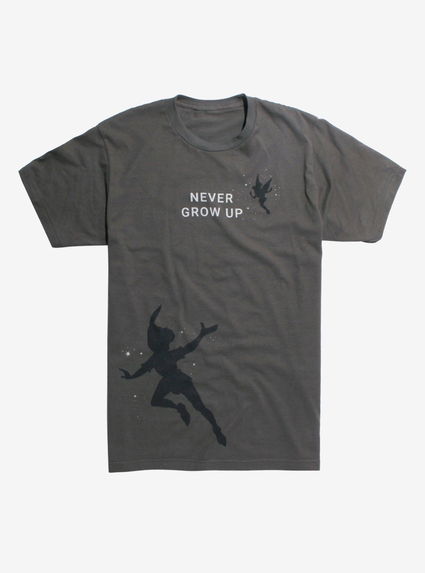 Disney Peter Pan never Grow Up Silhouette T-Shirt Hot Topic Exclusive, GREY, hi-res